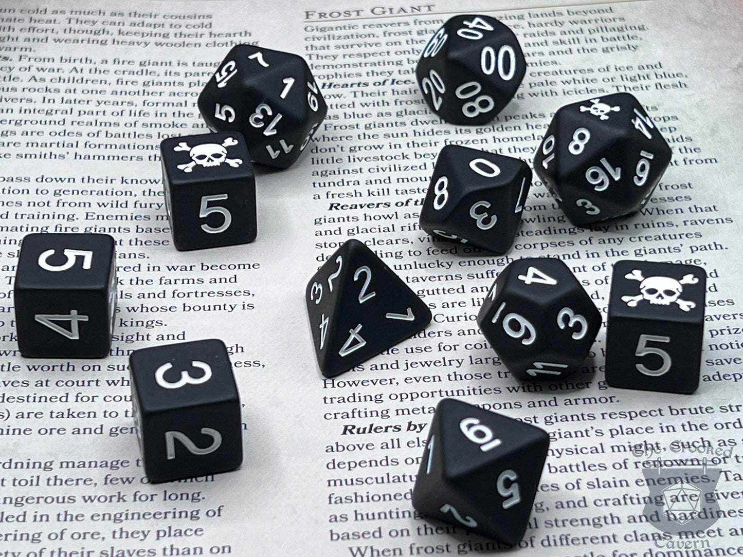 The Crooked Tavern Black Flag Exclusive 11 Piece DnD Dice Set | Pirate Themed, Matte Frosted Texture