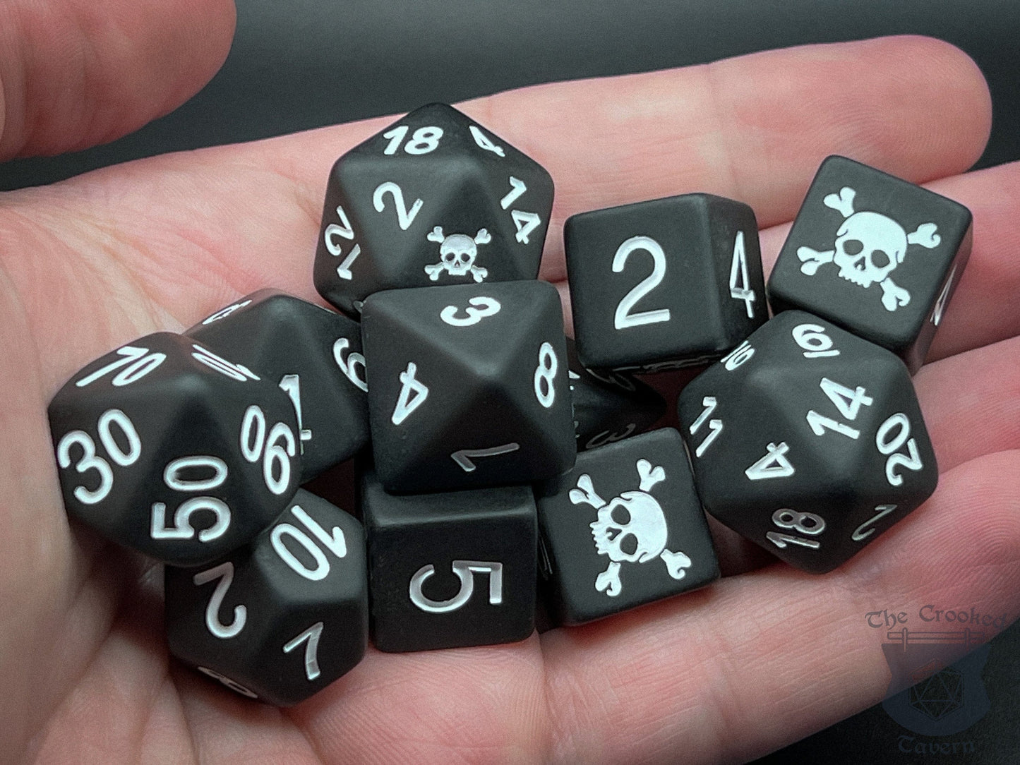 The Crooked Tavern Black Flag Exclusive 11 Piece DnD Dice Set | Pirate Themed, Matte Frosted Texture