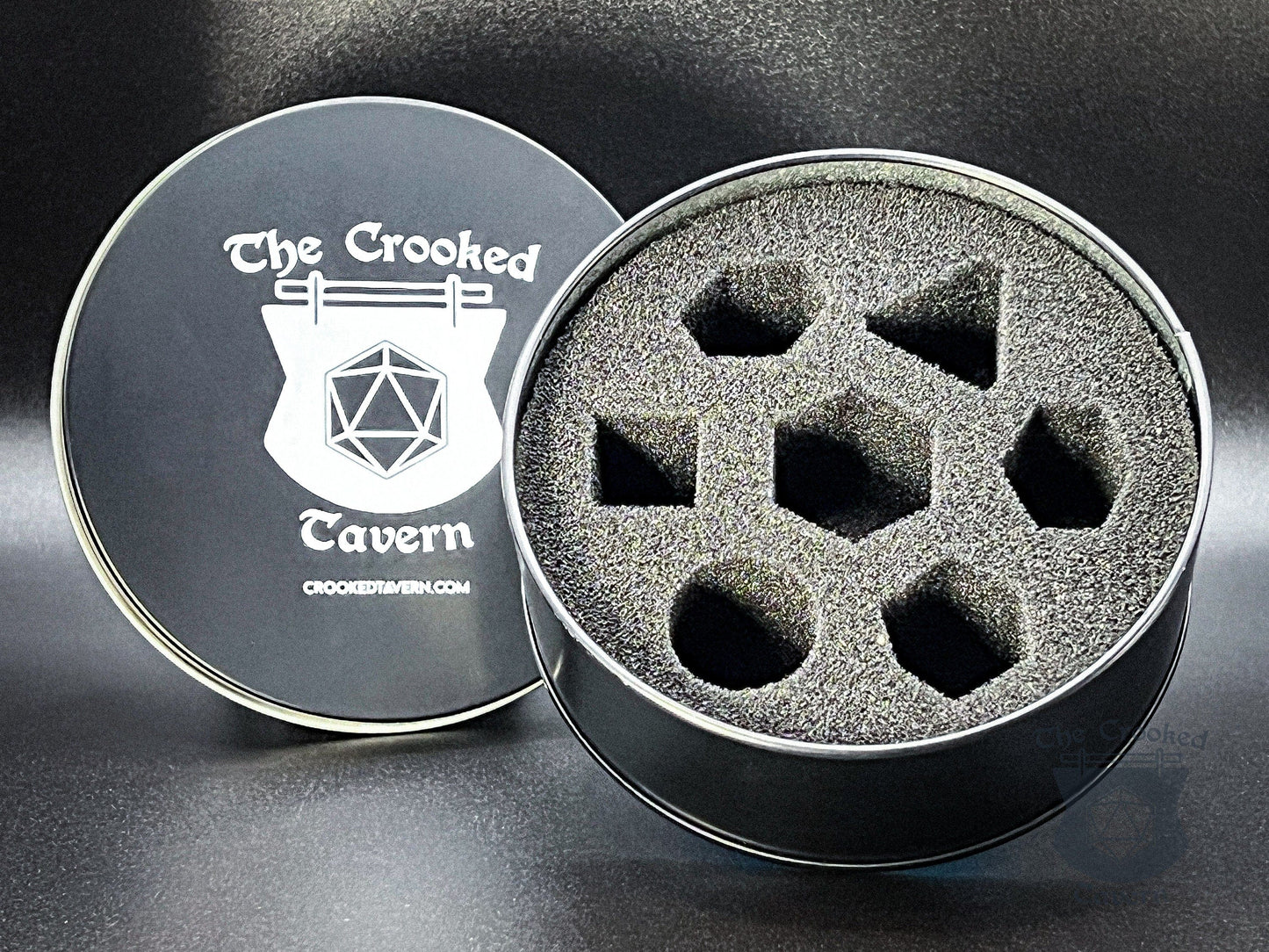 The Crooked Tavern Metal Dice Sets Arcane Knot Metal DnD Dice Set | Crackling Purple