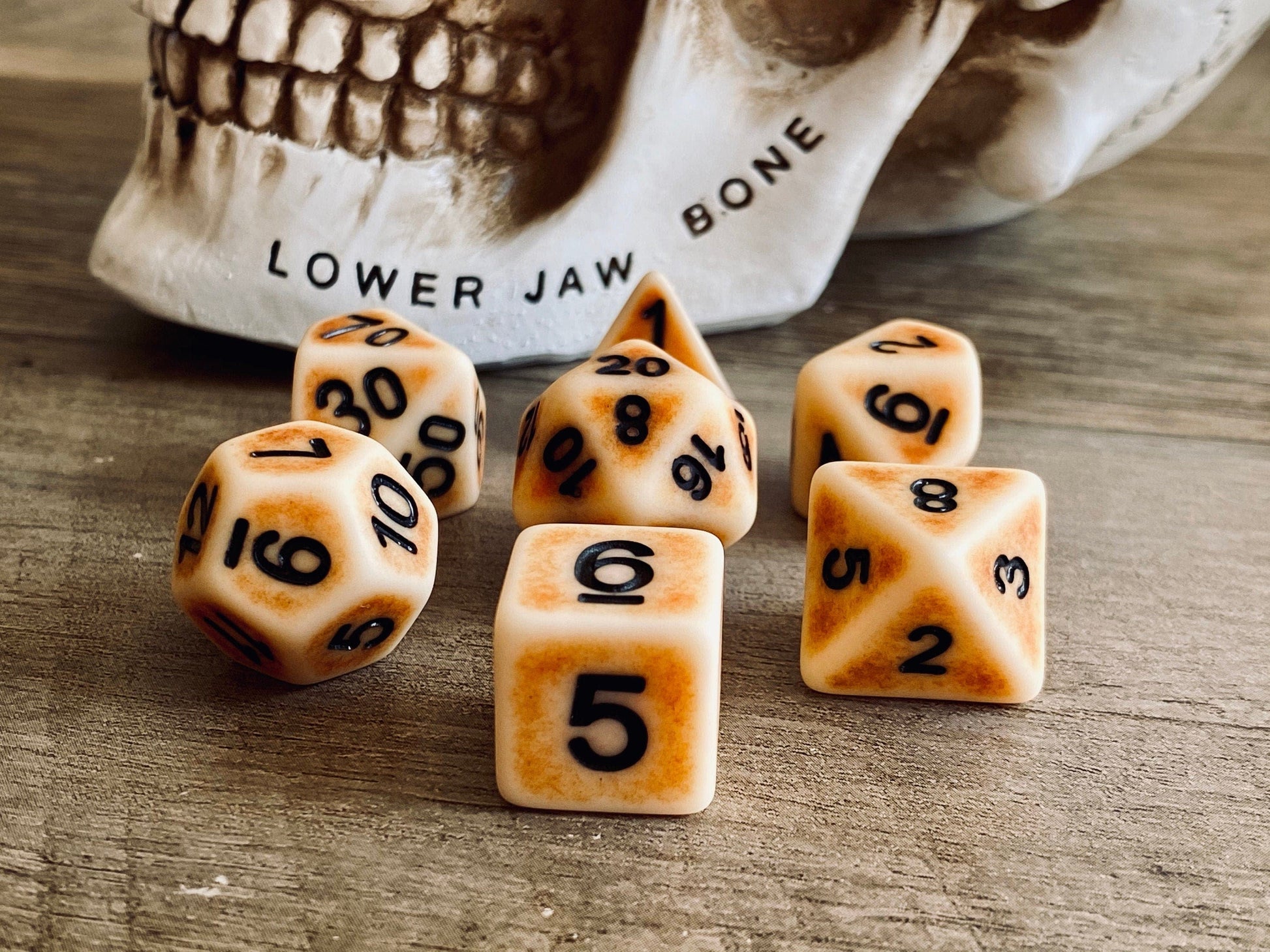 The Crooked Tavern Dice Sets Ancient Bone RPG Dice Set | Faux Bone Finish!