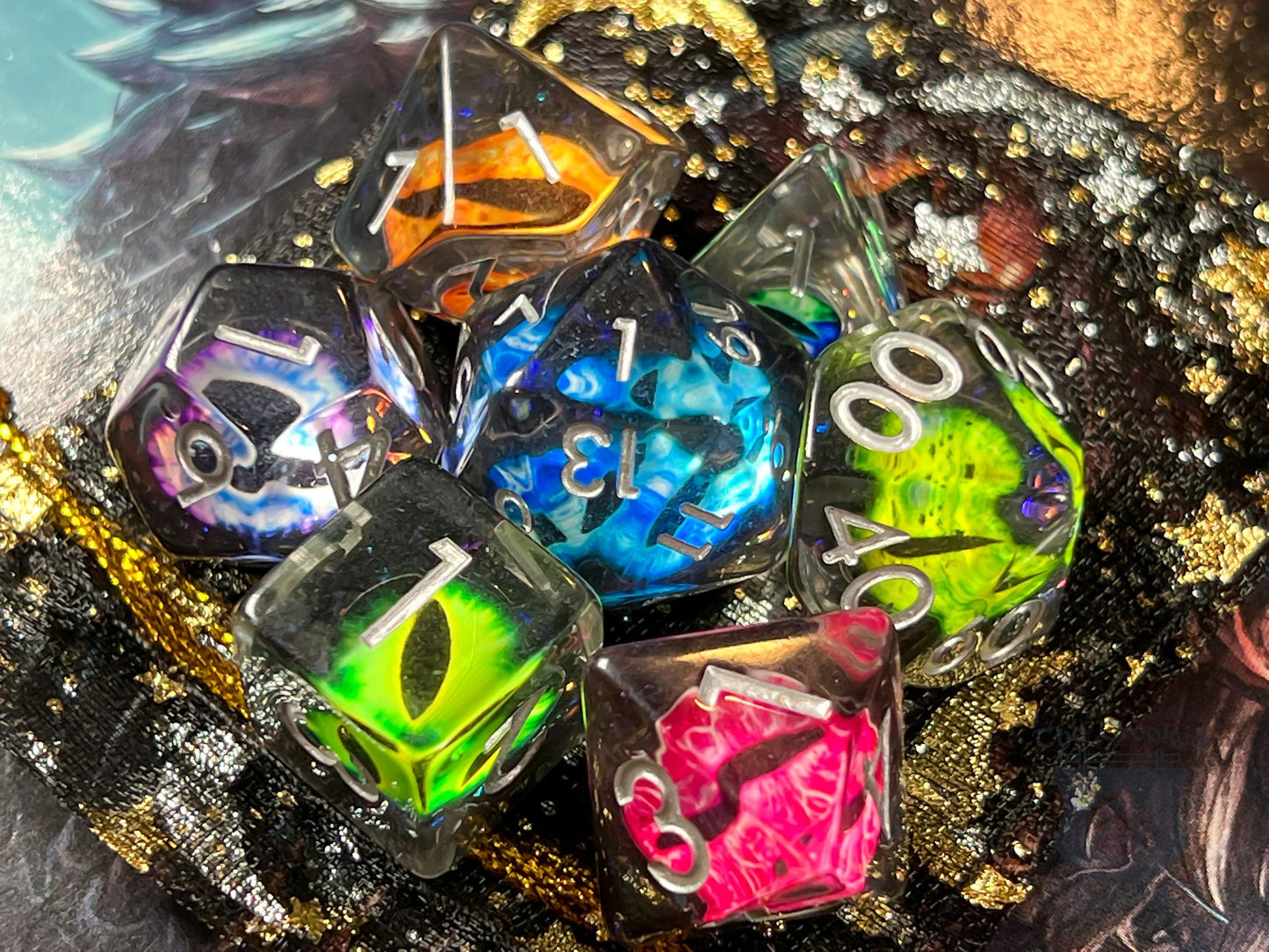 The Crooked Tavern Dice Sets Bag of Eyes RPG Dice Set | A different colored eye in every die!