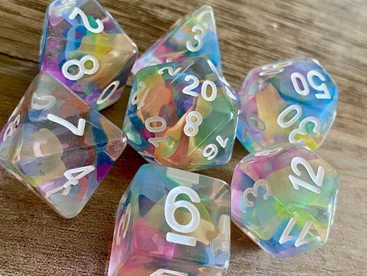 The Crooked Tavern Dice Sets Bard Song RPG Dice Set | Resin Swimming with Magical Colors!