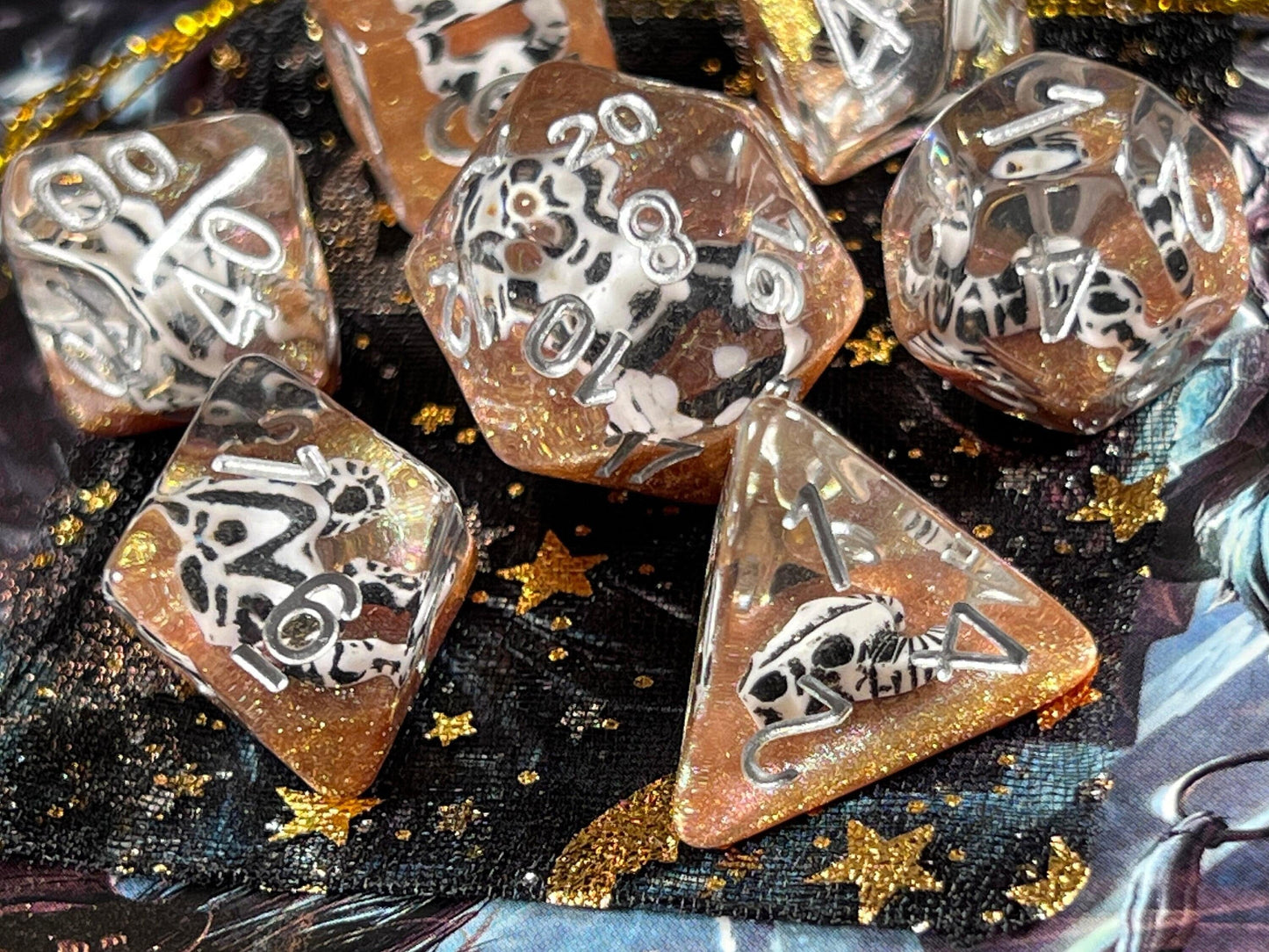 The Crooked Tavern Dice Sets Death Valley RPG Dice Set | A Skull on a Bed of Golden Sand