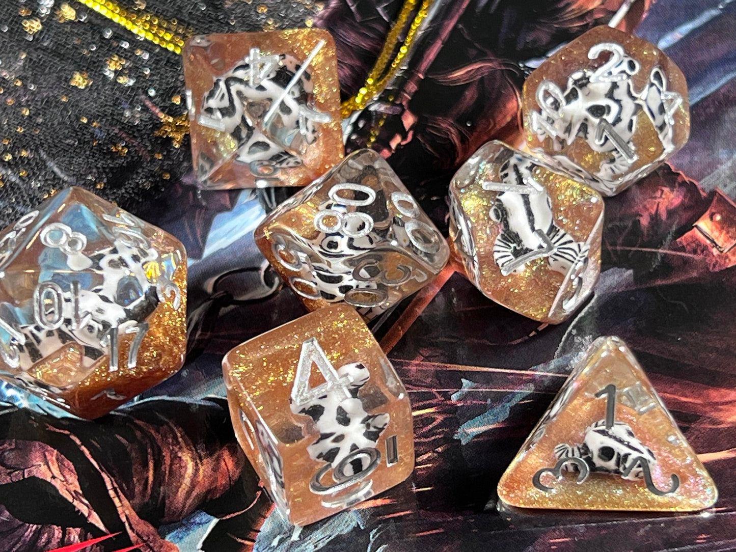 The Crooked Tavern Dice Sets Death Valley RPG Dice Set | A Skull on a Bed of Golden Sand