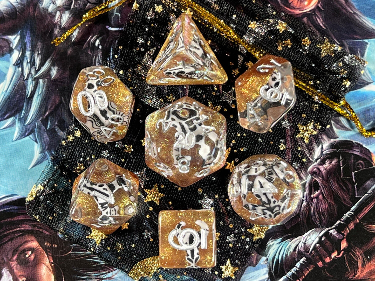 The Crooked Tavern Dice Sets Death Valley RPG Dice Set | A Skull on a Bed of Golden Sand