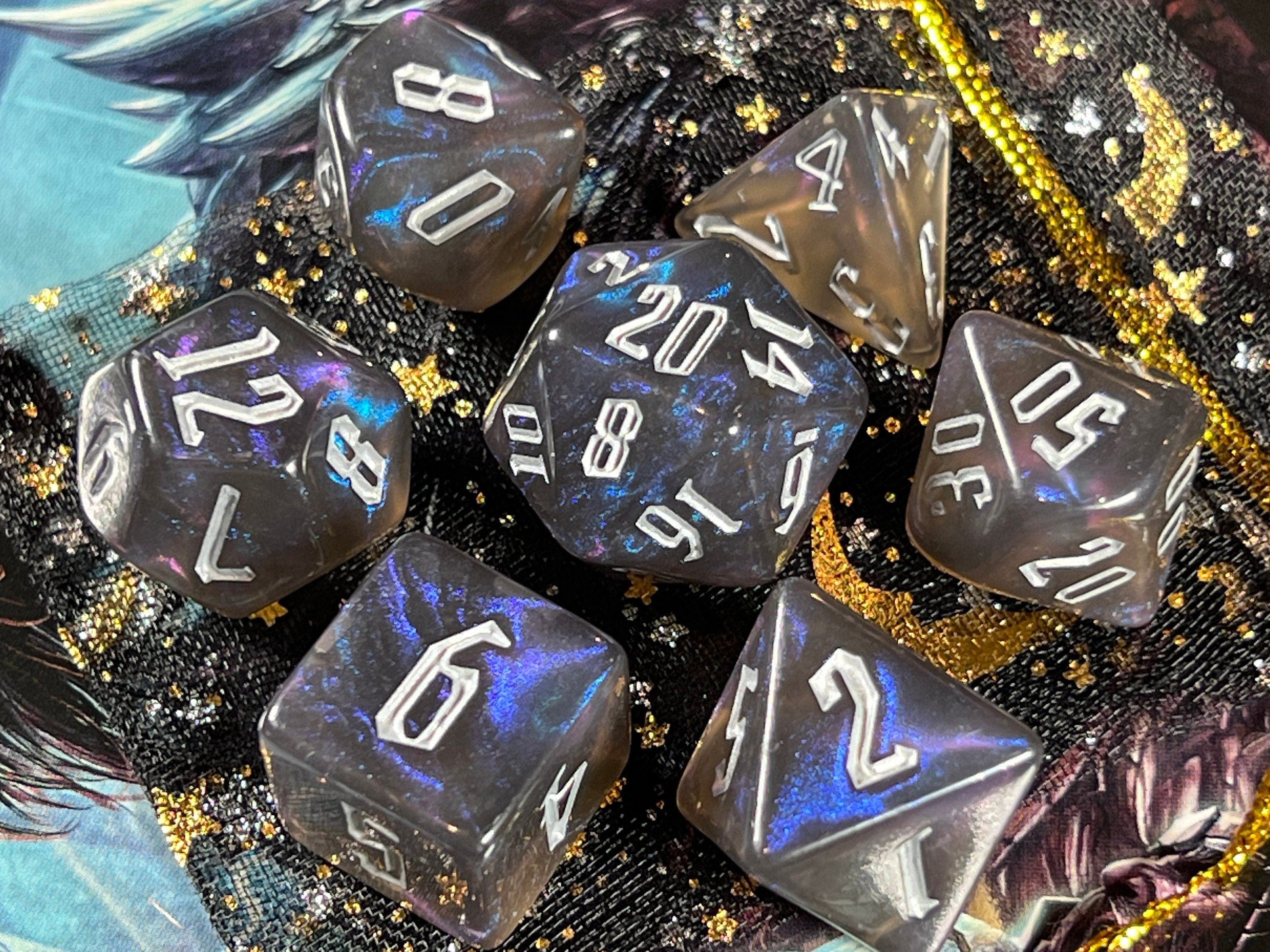 Endless Sleep RPG Dice Set | Blue and Black Shimmering Dice