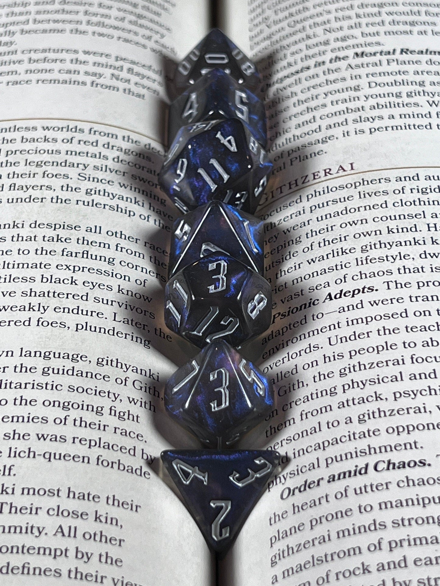 The Crooked Tavern Dice Sets Endless Sleep RPG Dice Set | Blue and Black Shimmering Dice!