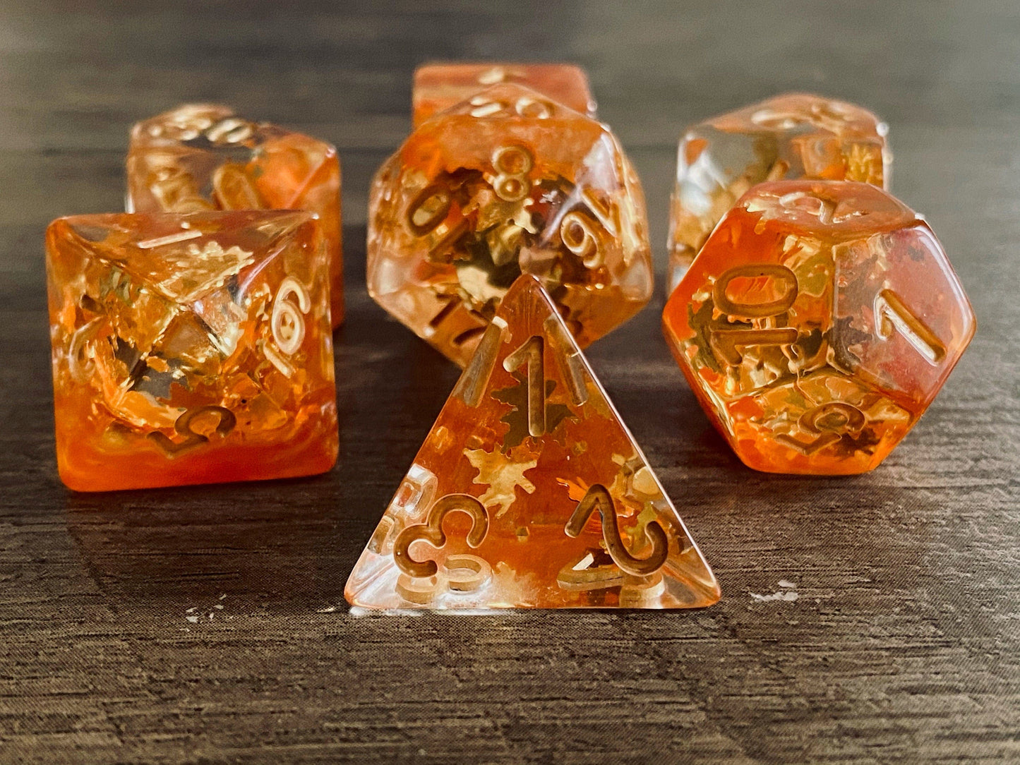 The Crooked Tavern Dice Sets Fall Leaves RPG Dice Set | Falling Leaves Inside!