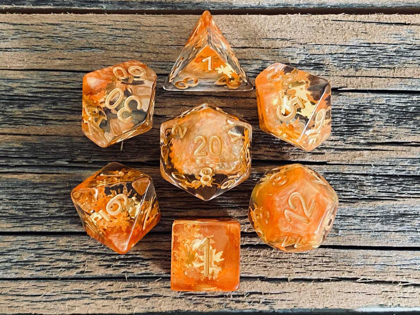 The Crooked Tavern Dice Sets Fall Leaves RPG Dice Set | Falling Leaves Inside!