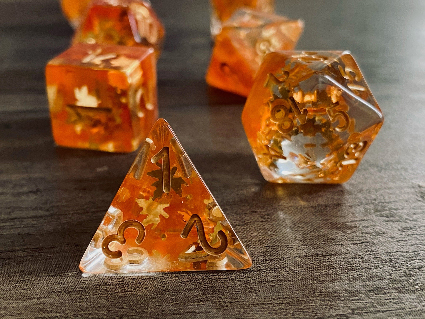 The Crooked Tavern Dice Sets Fall Leaves RPG Dice Set | Falling Leaves Inside!