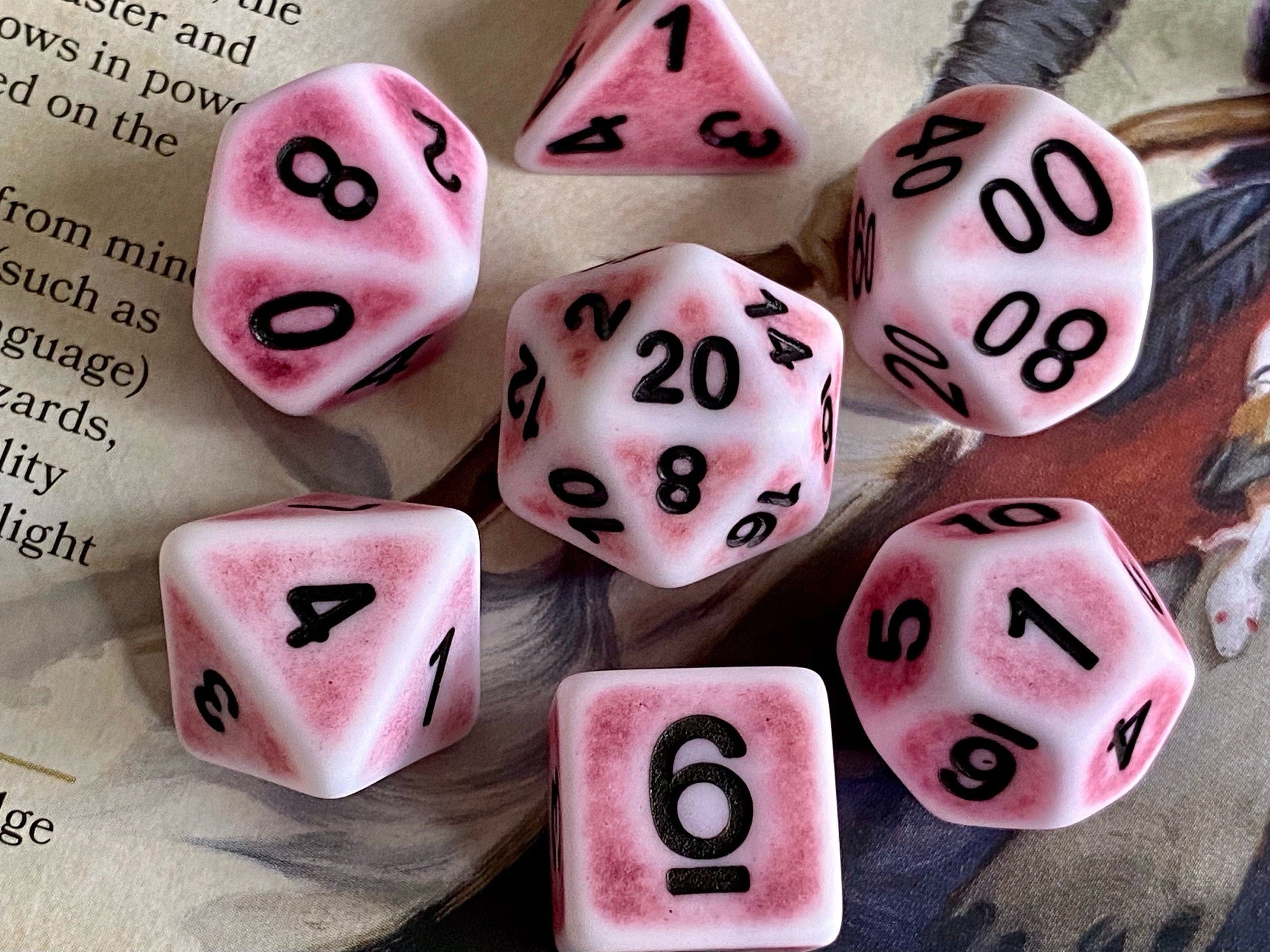 The Crooked Tavern Dice Sets Flayed Bone RPG Dice Set | Red Bloody Faux Bone with a Matte Finish!