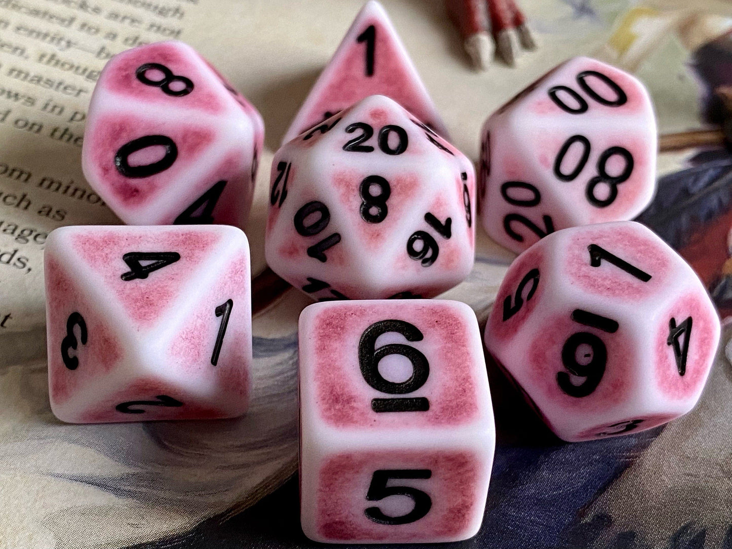 The Crooked Tavern Dice Sets Flayed Bone RPG Dice Set | Red Bloody Faux Bone with a Matte Finish!