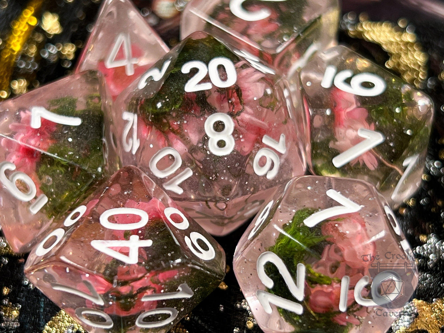 The Crooked Tavern Dice Sets Flower Garden RPG Dice Set | Real Flowers Inside!