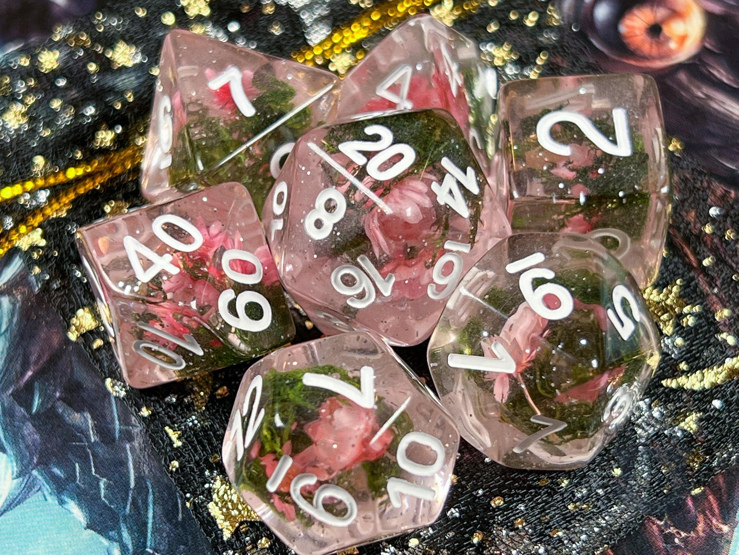 The Crooked Tavern Dice Sets Flower Garden RPG Dice Set | Real Flowers Inside!