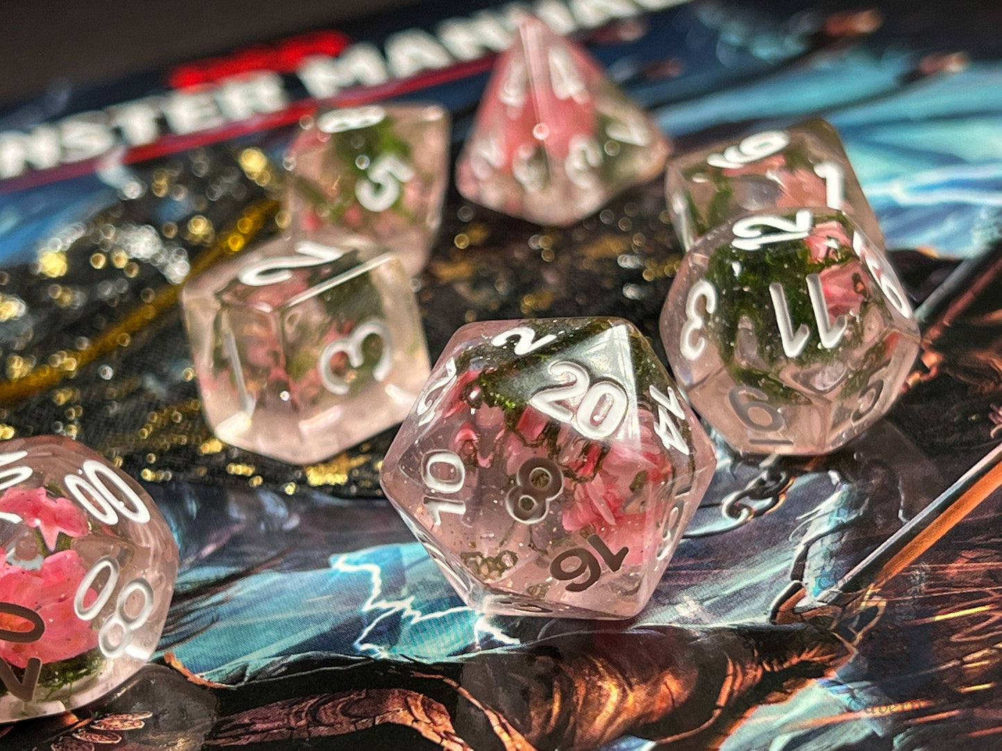 The Crooked Tavern Dice Sets Flower Garden RPG Dice Set | Real Flowers Inside!