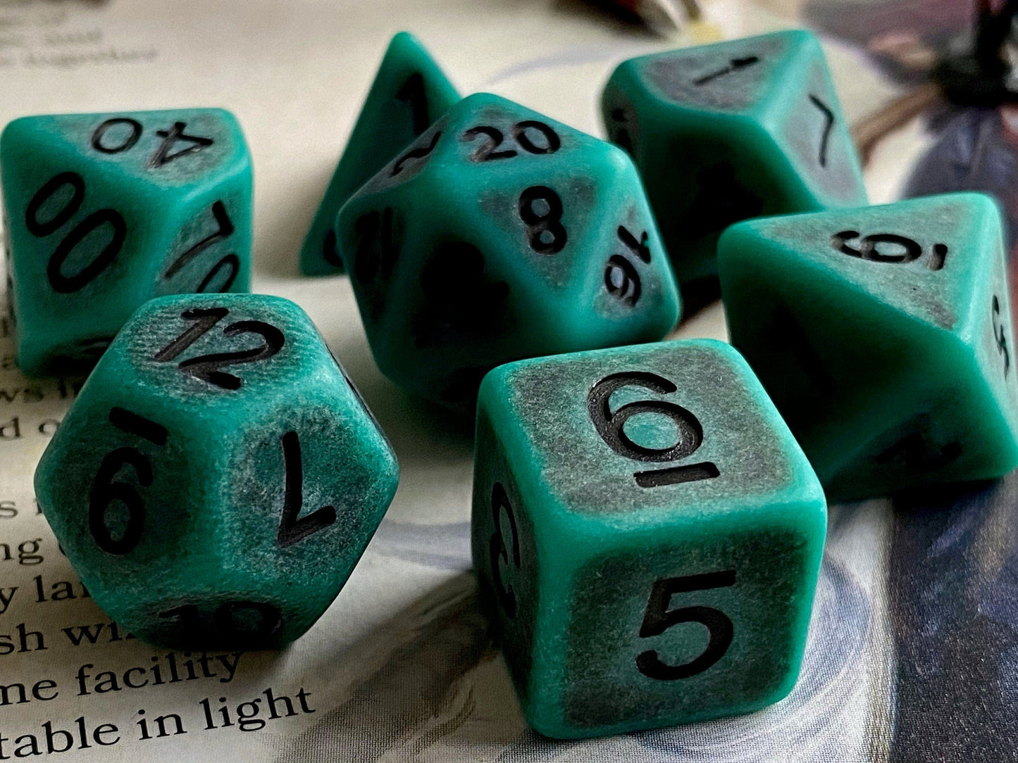 The Crooked Tavern Dice Sets Forest Bone RPG Dice Set | Green Faux Bone with a Matte Finish!