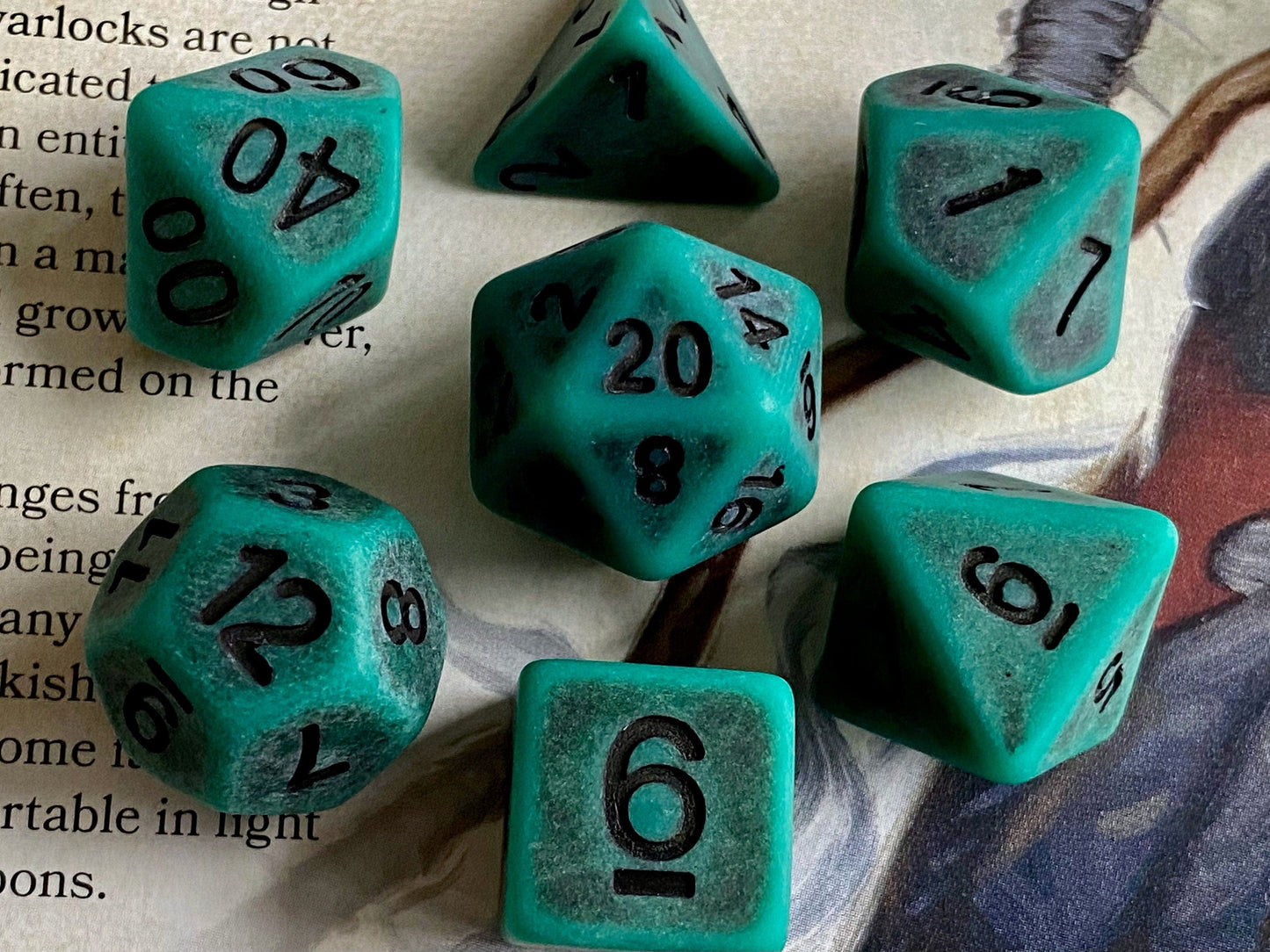 The Crooked Tavern Dice Sets Forest Bone RPG Dice Set | Green Faux Bone with a Matte Finish!