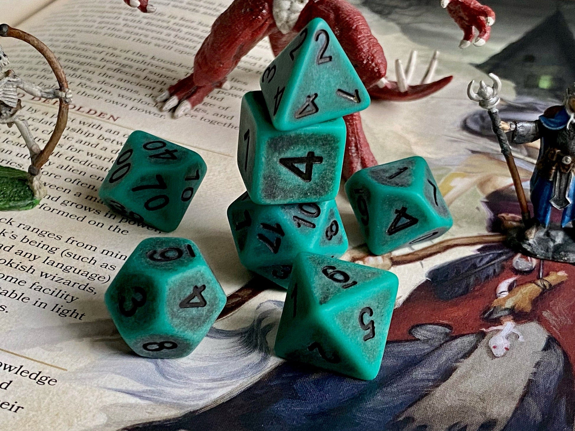 The Crooked Tavern Dice Sets Forest Bone RPG Dice Set | Green Faux Bone with a Matte Finish!