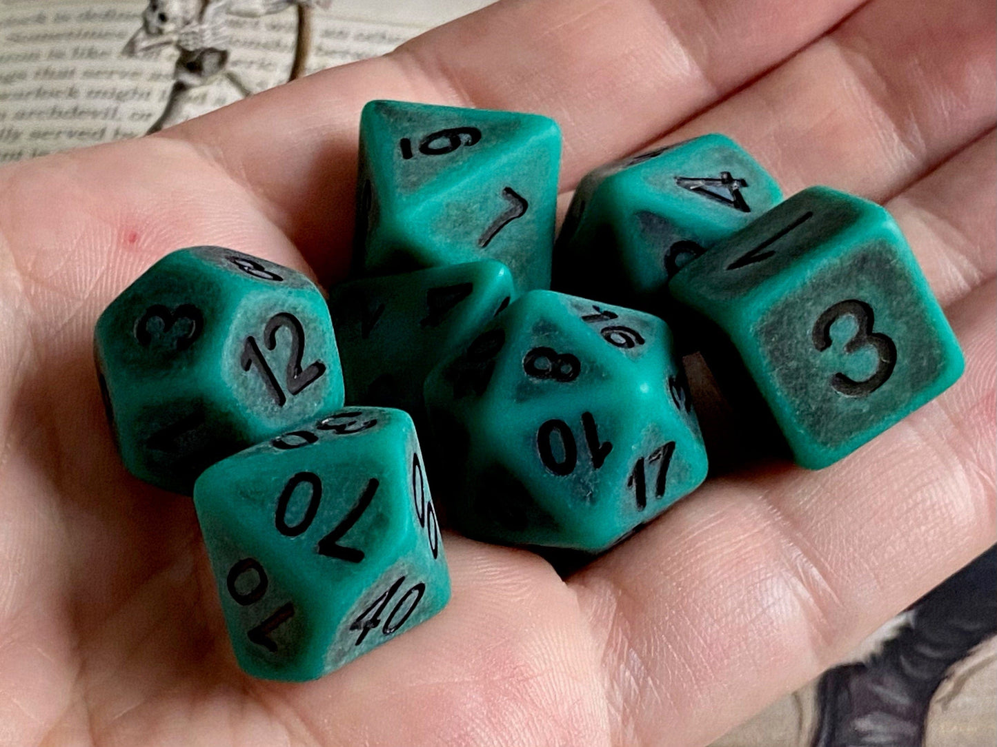 The Crooked Tavern Dice Sets Forest Bone RPG Dice Set | Green Faux Bone with a Matte Finish!