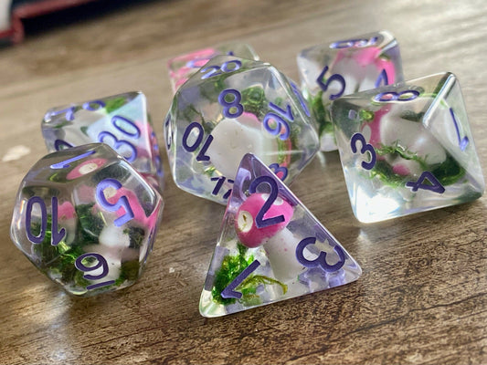 The Crooked Tavern Dice Sets Forest Shroom RPG Dice Set | A shroom and moss in every die!