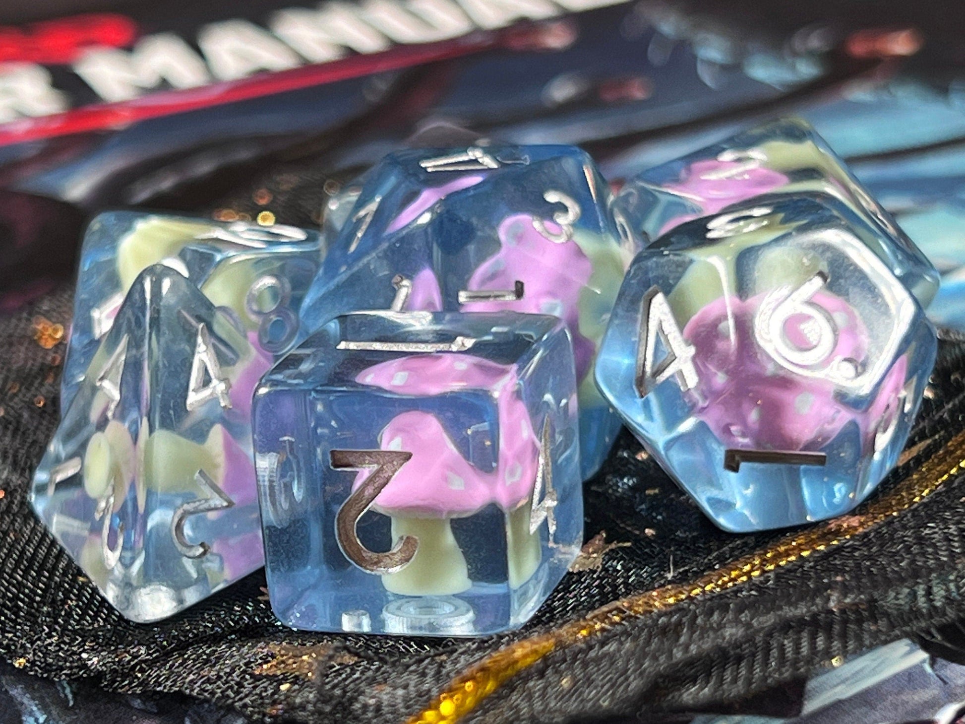 The Crooked Tavern Dice Sets Pink Shroom RPG Dice Set | Pink Mushroom dice!