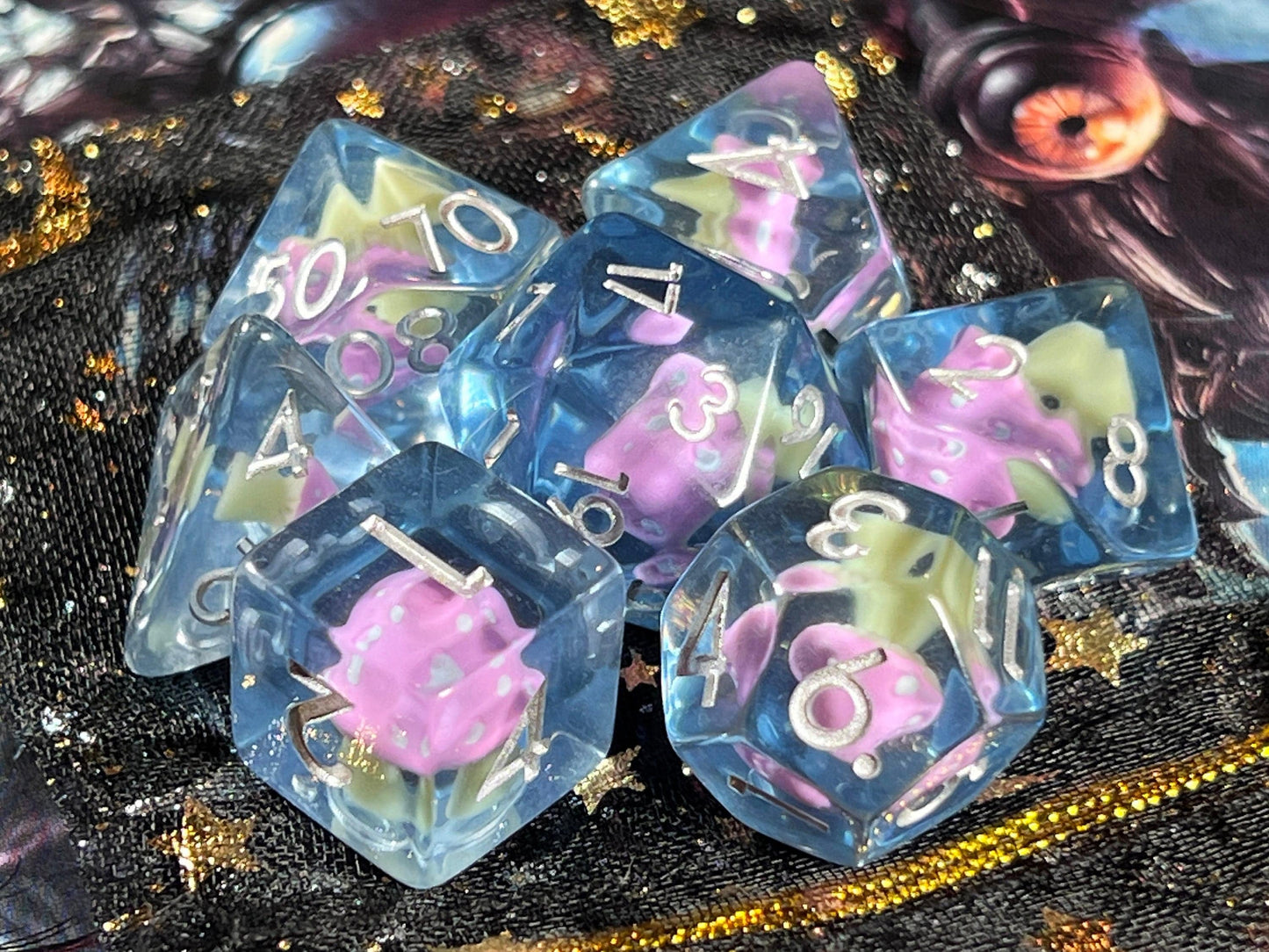 The Crooked Tavern Dice Sets Pink Shroom RPG Dice Set | Pink Mushroom dice!
