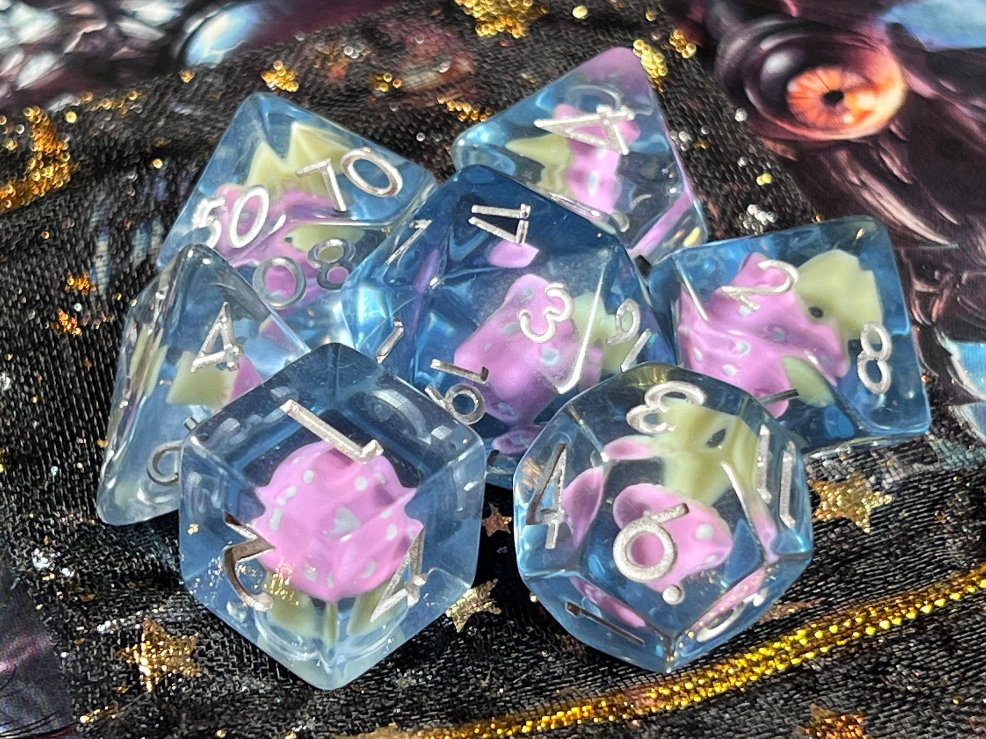 The Crooked Tavern Dice Sets Pink Shroom RPG Dice Set | Pink Mushroom dice!