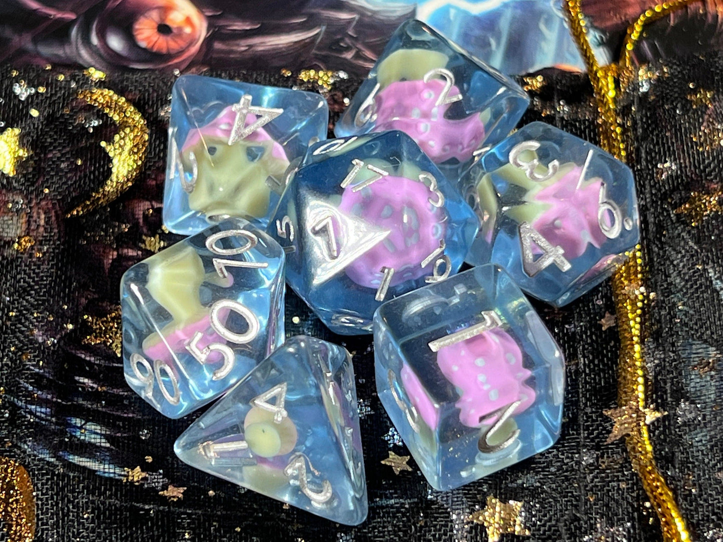 The Crooked Tavern Dice Sets Pink Shroom RPG Dice Set | Pink Mushroom dice!