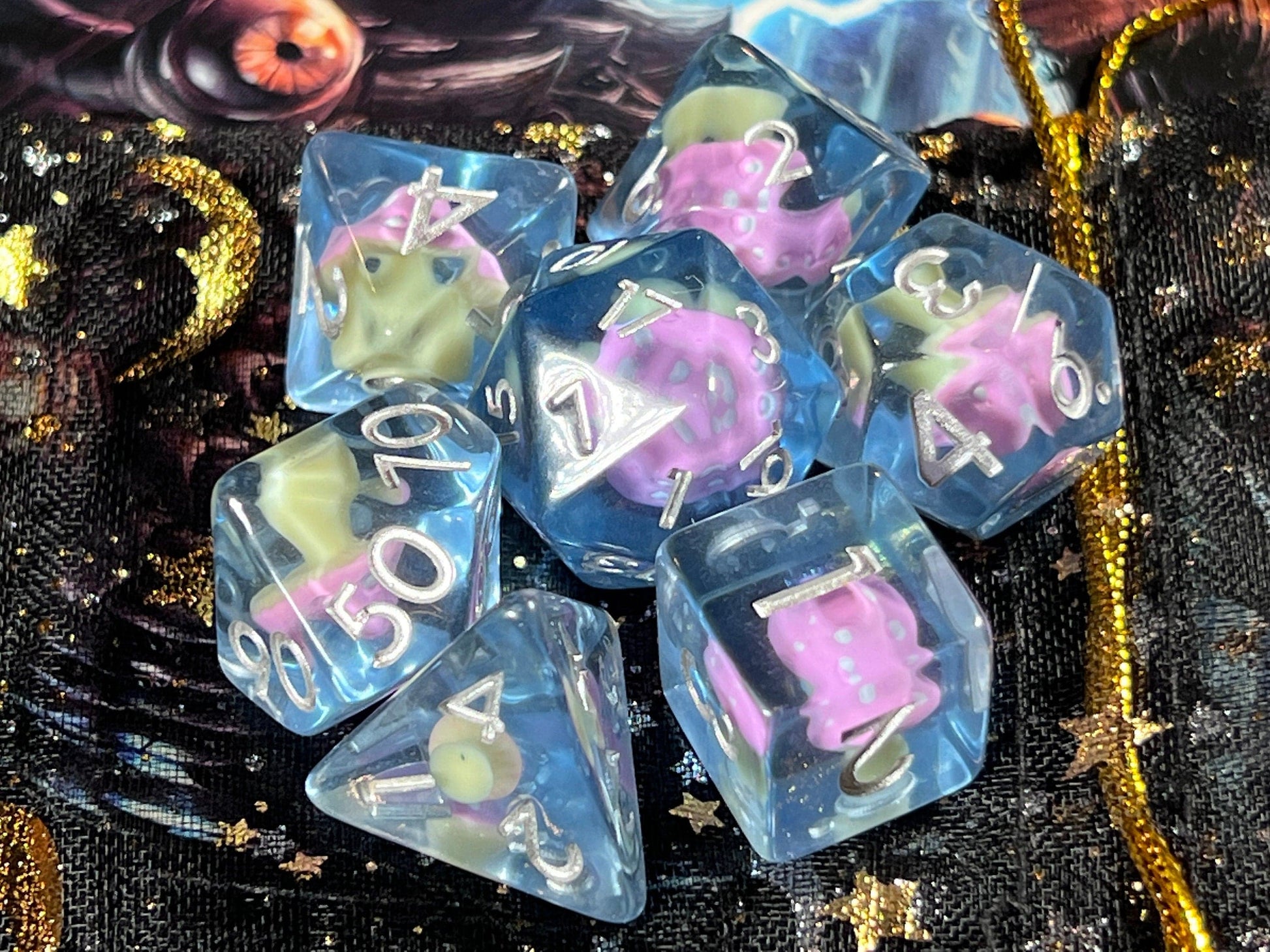 The Crooked Tavern Dice Sets Pink Shroom RPG Dice Set | Pink Mushroom dice!