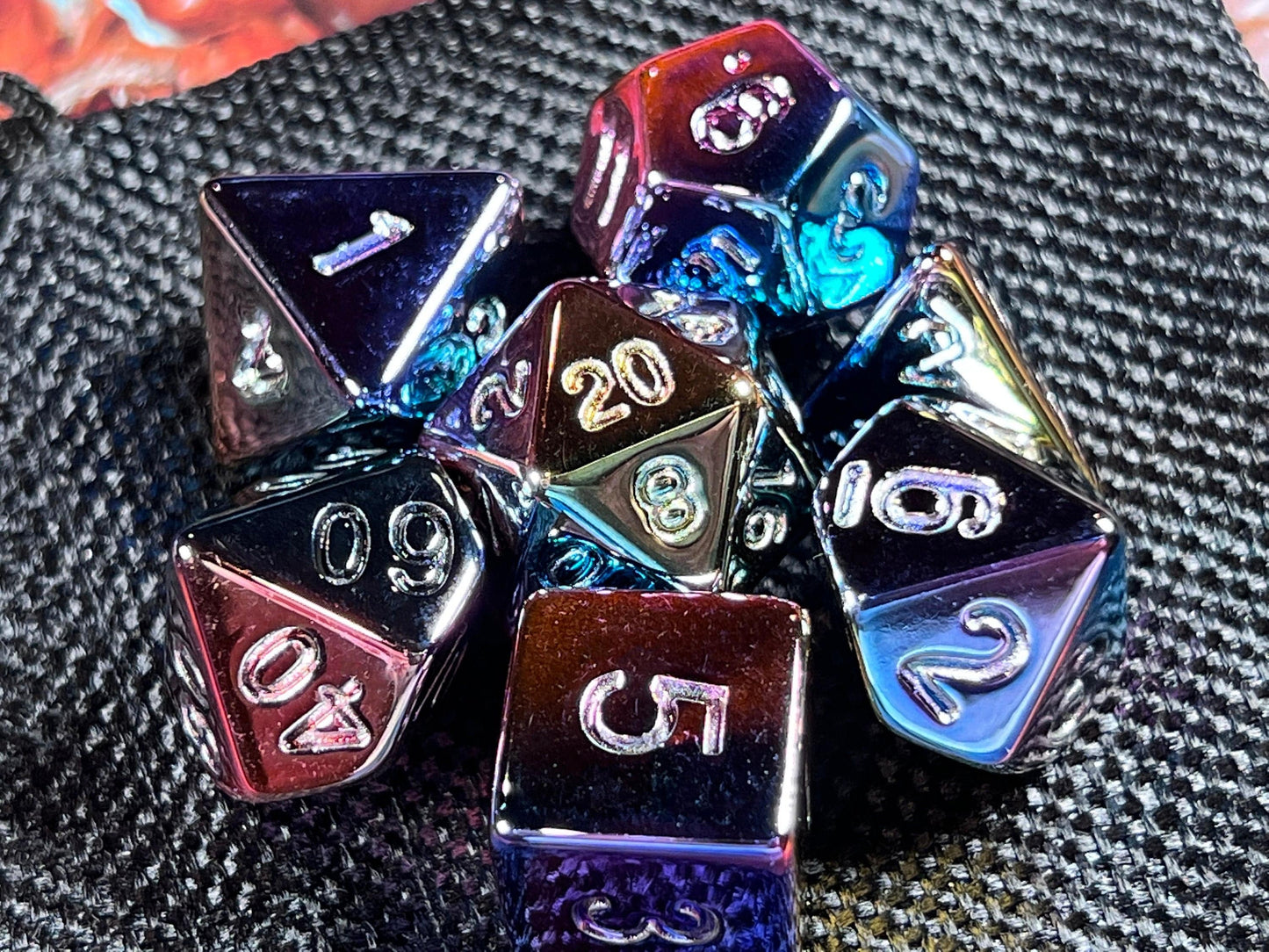 The Crooked Tavern Dice Sets Rainbow Chrome RPG Dice Set | Rainbow Electroplate Acrylic Dice Set