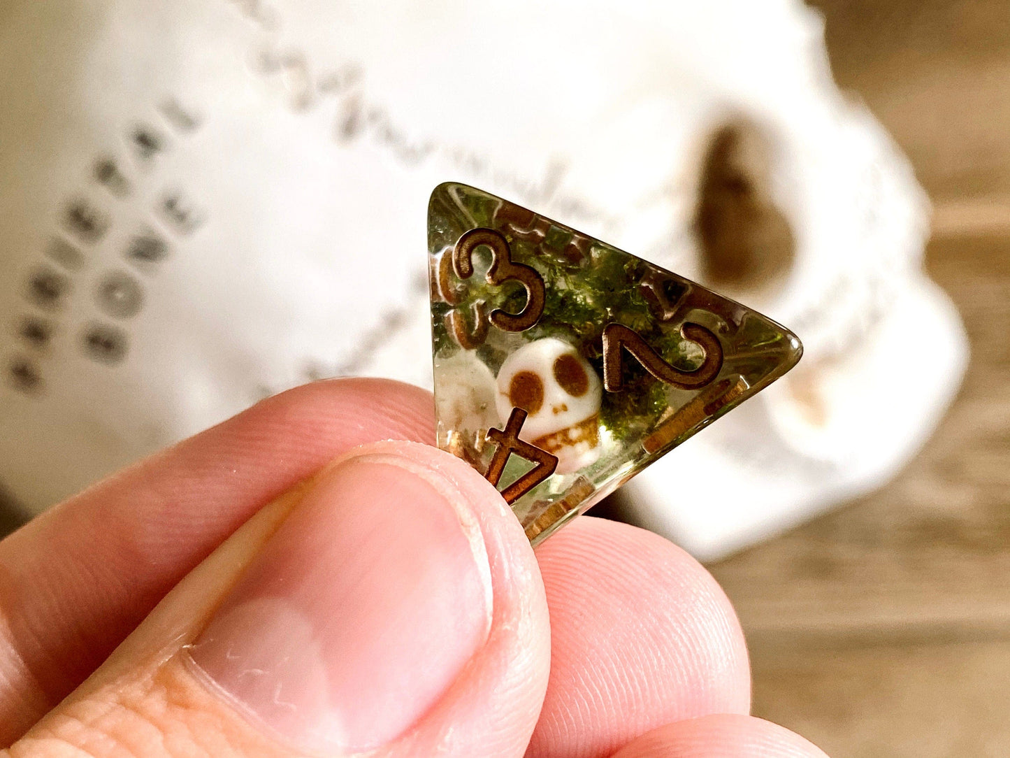 The Crooked Tavern Dice Sets Undead Skull RPG Dice Set | Skulls and Real Moss Inside!