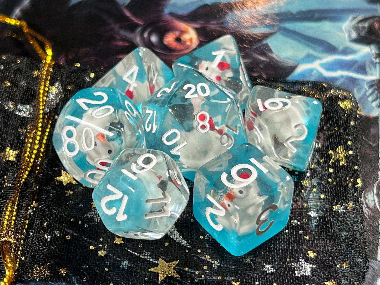 The Crooked Tavern Dice Sets Winter Duck RPG Dice Set | Cute White Duck with a Santa Hat on!