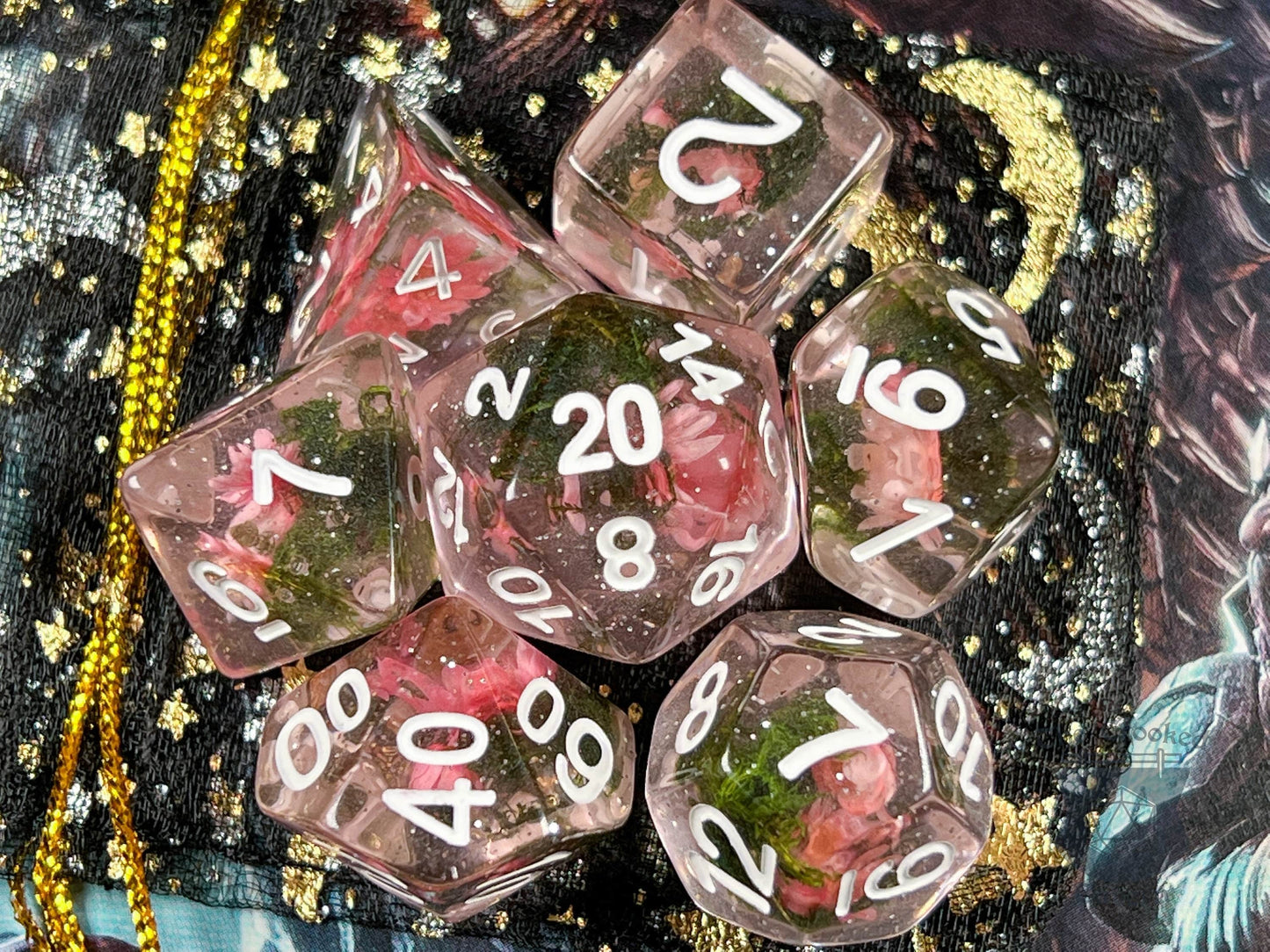 The Crooked Tavern Flower Garden RPG Dice Set | Real Flowers Inside!