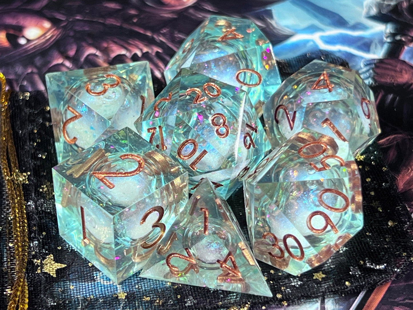 The Crooked Tavern Handmade Dice Sets Liquid Core RPG Dice Set | Handmade Dice with REAL LIQUID Inside!