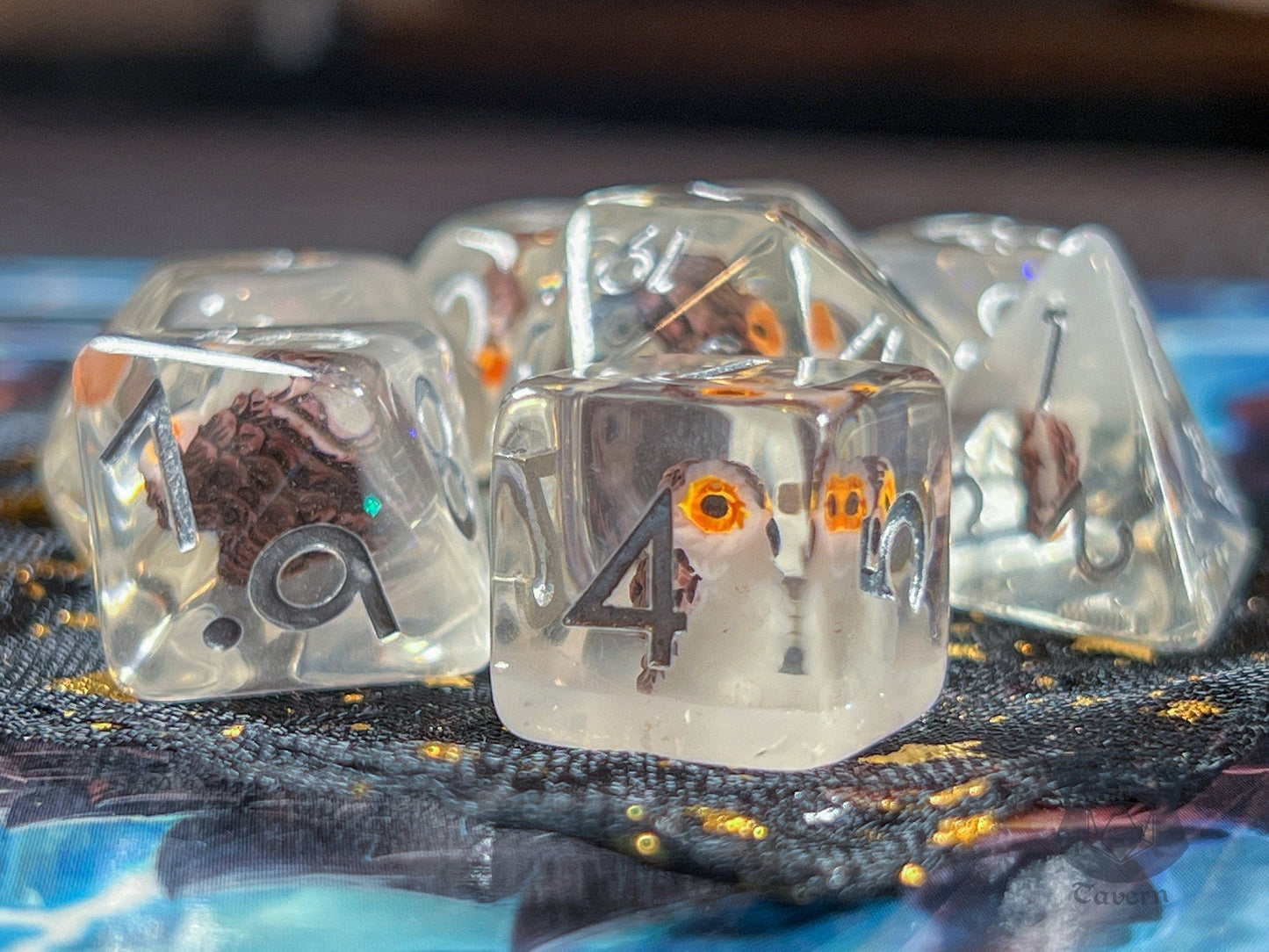 The Crooked Tavern Little Owl RPG Dice Set | Cute Little Owls in every die!