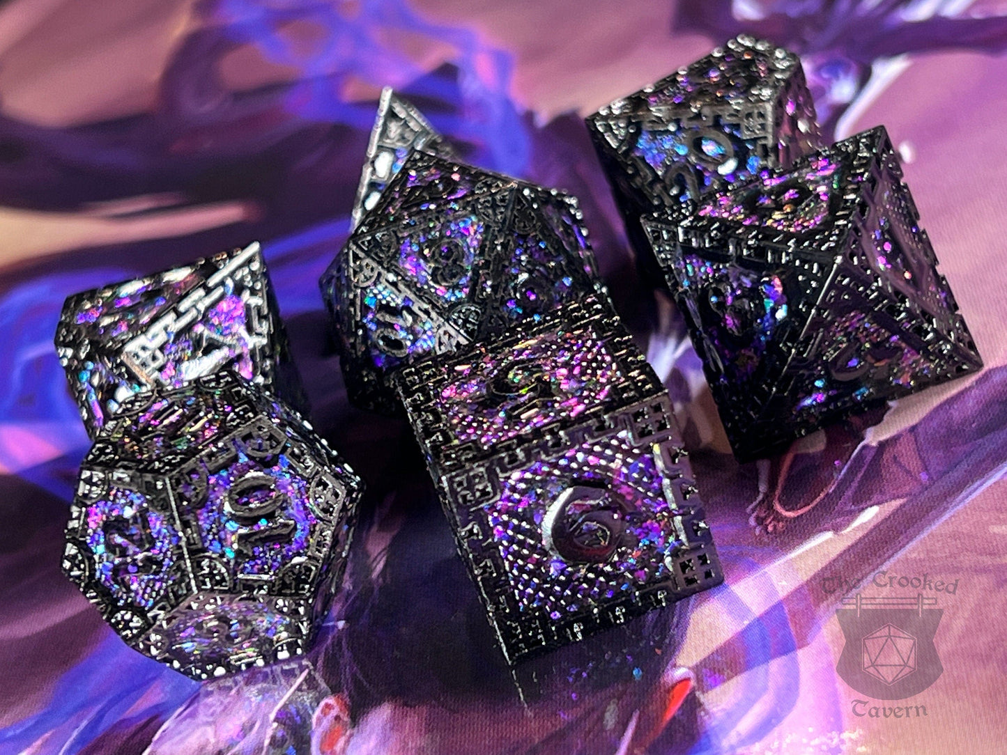 The Crooked Tavern Metal Dice Sets Arcane Vault RPG Dice Set | Heavy Metal Dice Featuring Arcane Colors