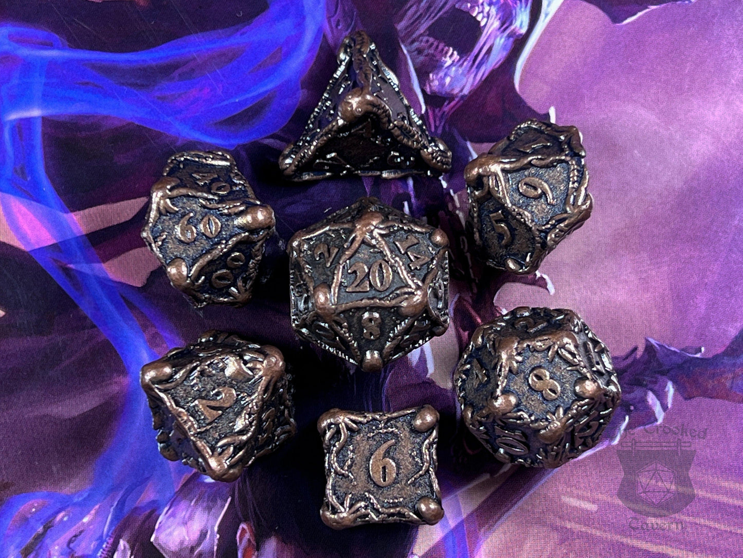 The Crooked Tavern Metal Dice Sets Bronze Octopus RPG Dice Set | Heavy Metal Octopus Dice!