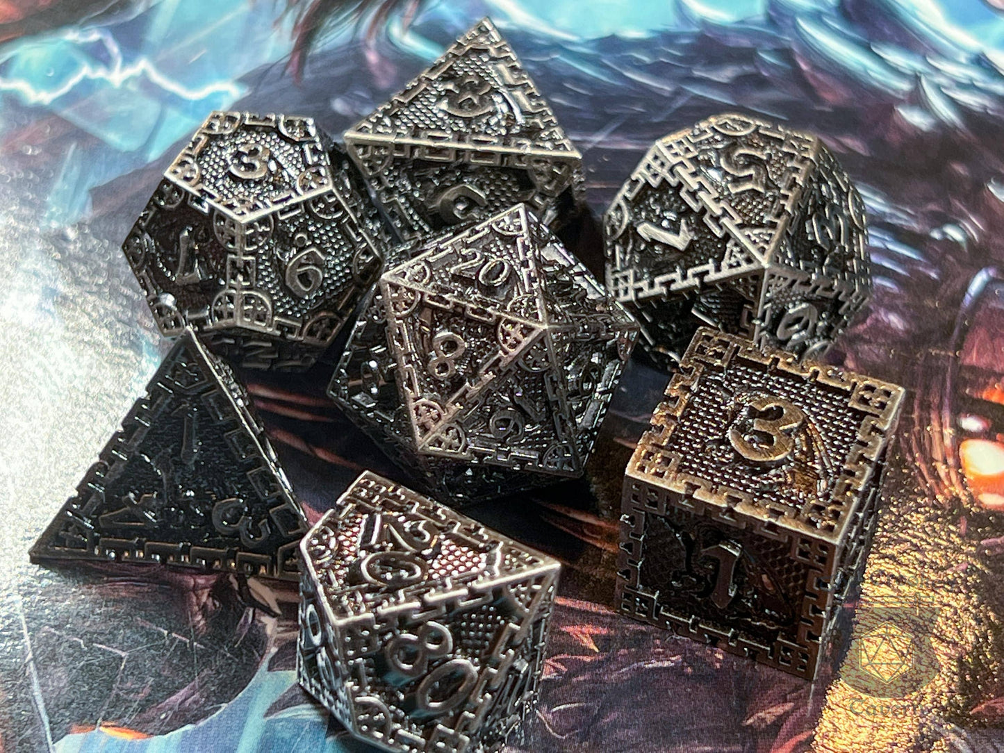 The Crooked Tavern Metal Dice Sets Silver Vault RPG Dice Set | Heavy Metal Dice Featuring a Vintage Finish