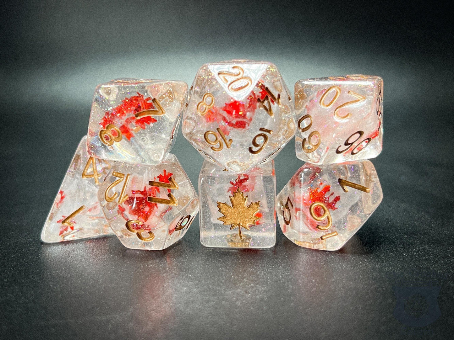 The Crooked Tavern Dice Sets Autumn Leaves RPG Dice Set | Cozy Falling Leaves Inside!