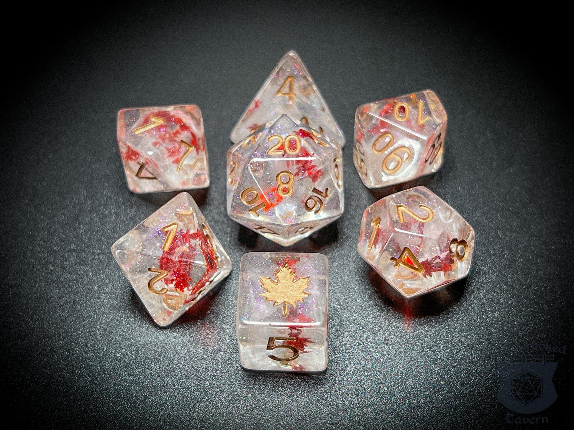 The Crooked Tavern Dice Sets Autumn Leaves RPG Dice Set | Cozy Falling Leaves Inside!