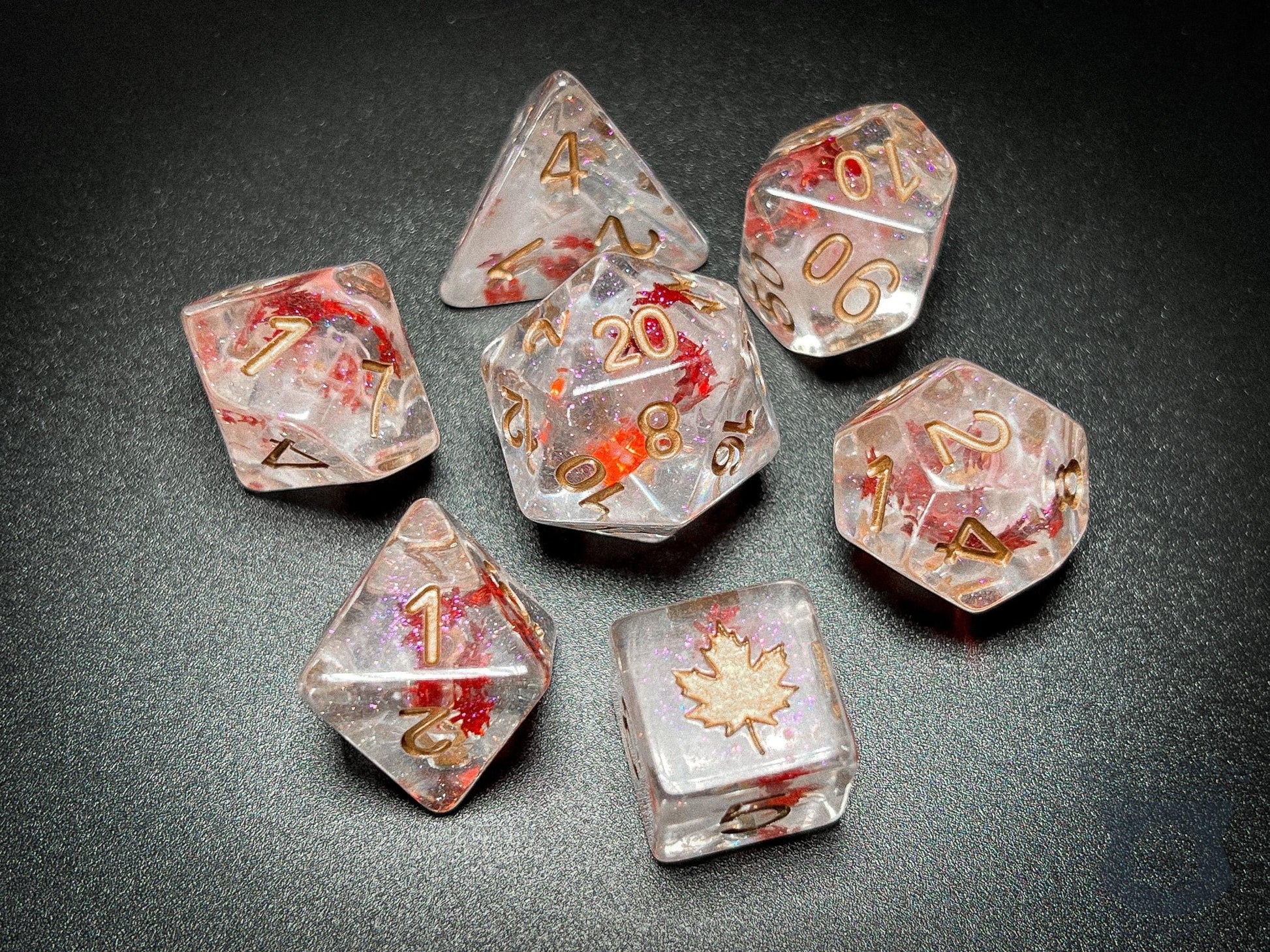 The Crooked Tavern Dice Sets Autumn Leaves RPG Dice Set | Cozy Falling Leaves Inside!