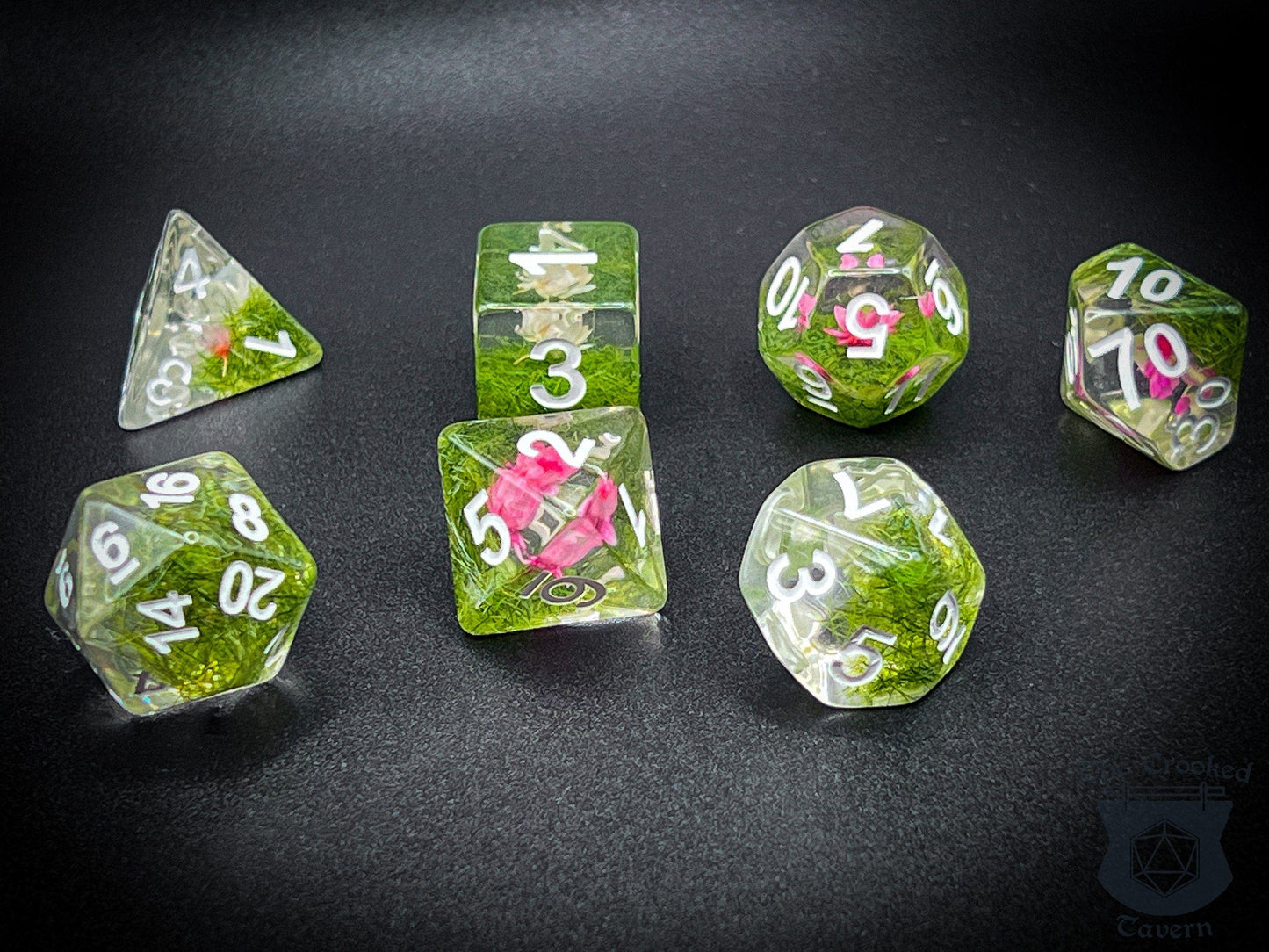 The Crooked Tavern Dice Sets Flower Field DnD Dice Set | Flowers Inside!