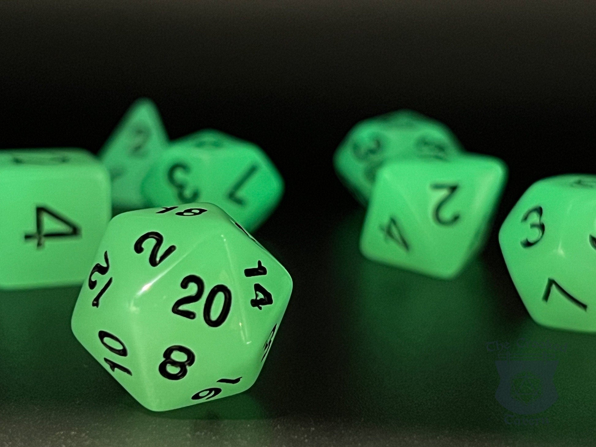 The Crooked Tavern Dice Sets Glow in the Dark RPG Dice Set | Polyhedral RPG Dice