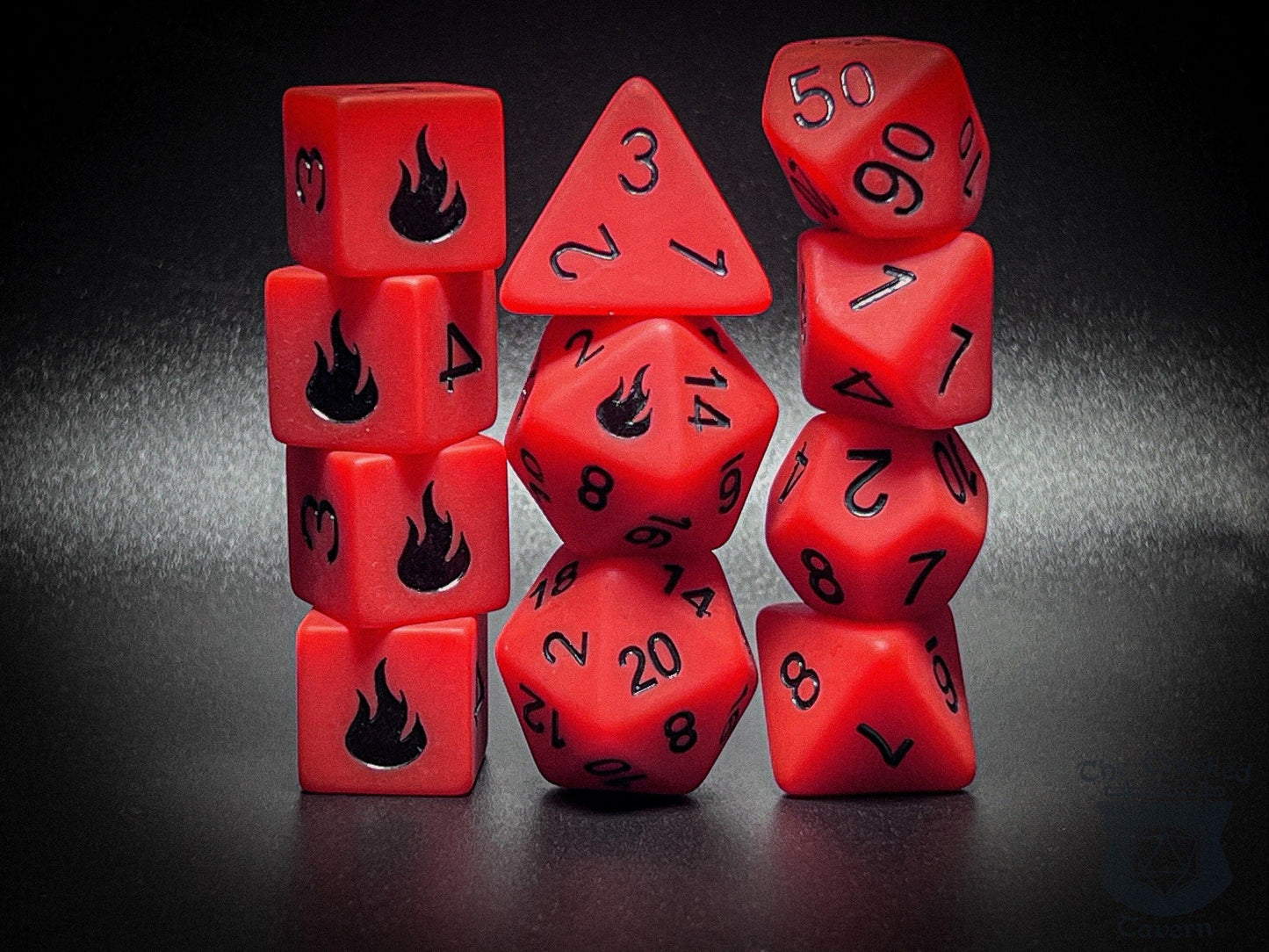 The Crooked Tavern Dice Sets Inferno 11 Piece RPG Dice Set | Exclusive Fire-Themed Dice | Matte Frosted Texture