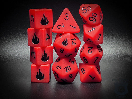 The Crooked Tavern Dice Sets Inferno 11 Piece RPG Dice Set | Exclusive Fire-Themed Dice | Matte Frosted Texture