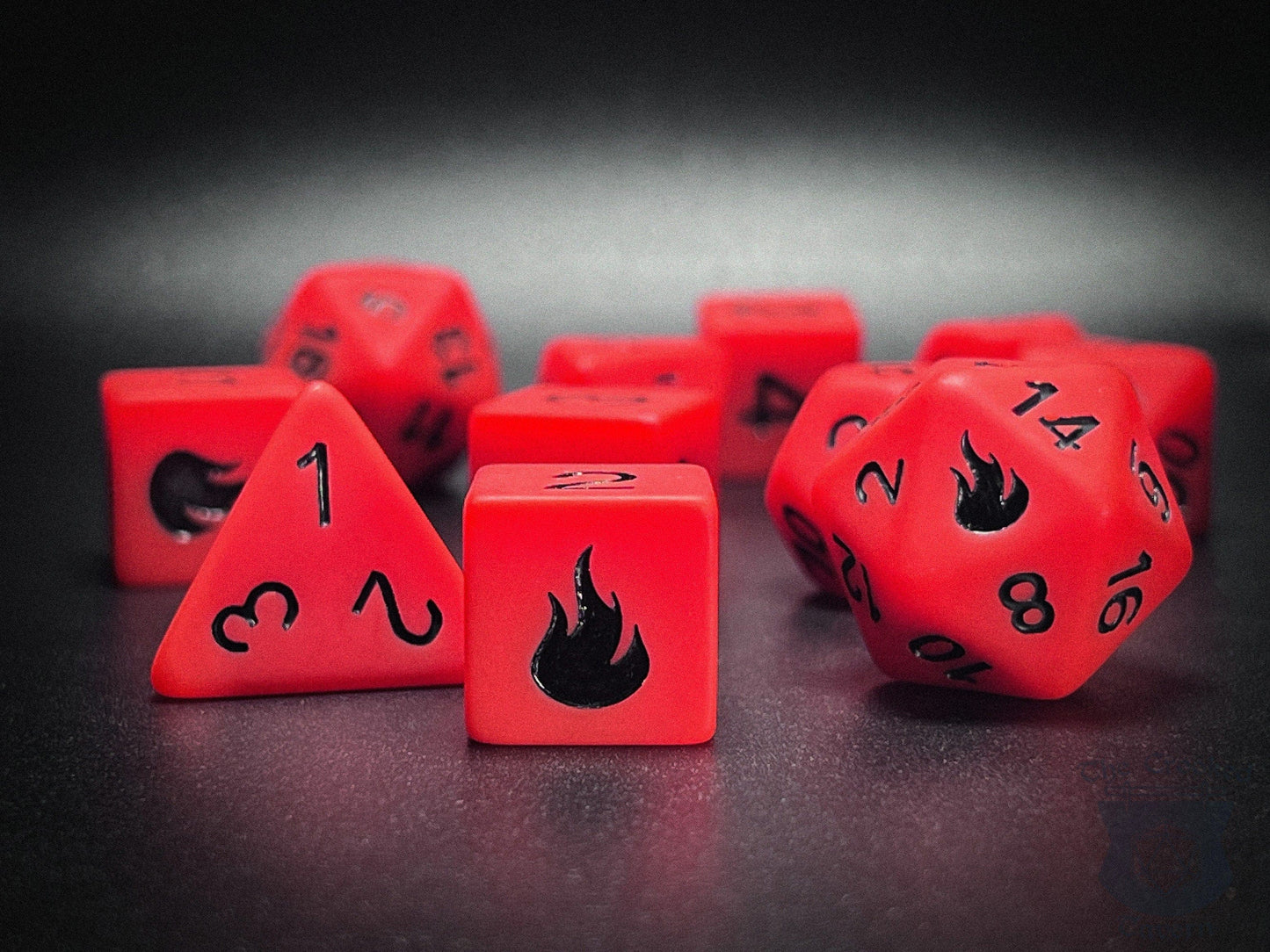 The Crooked Tavern Dice Sets Inferno 11 Piece RPG Dice Set | Exclusive Fire-Themed Dice | Matte Frosted Texture