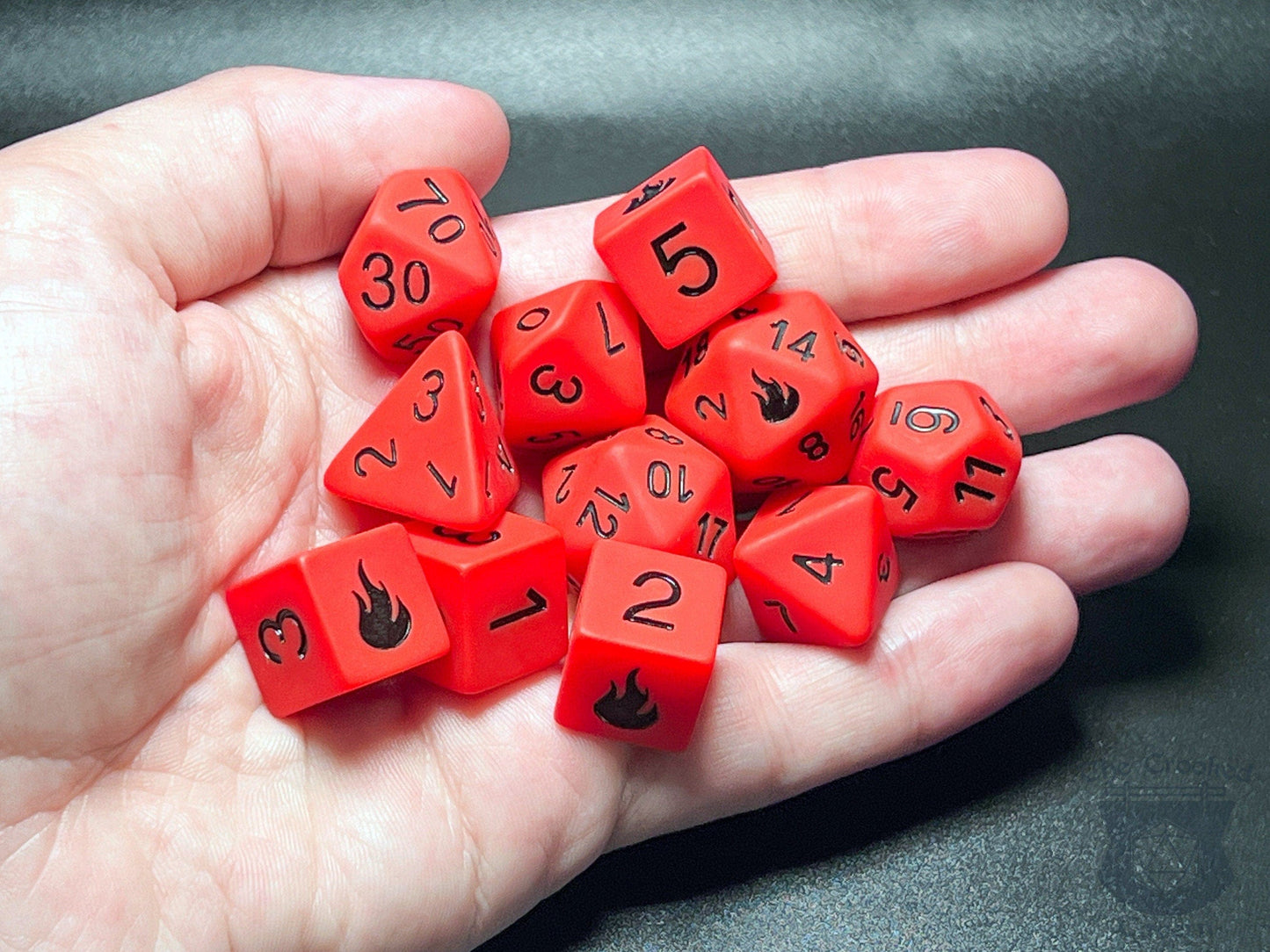 The Crooked Tavern Dice Sets Inferno 11 Piece RPG Dice Set | Exclusive Fire-Themed Dice | Matte Frosted Texture