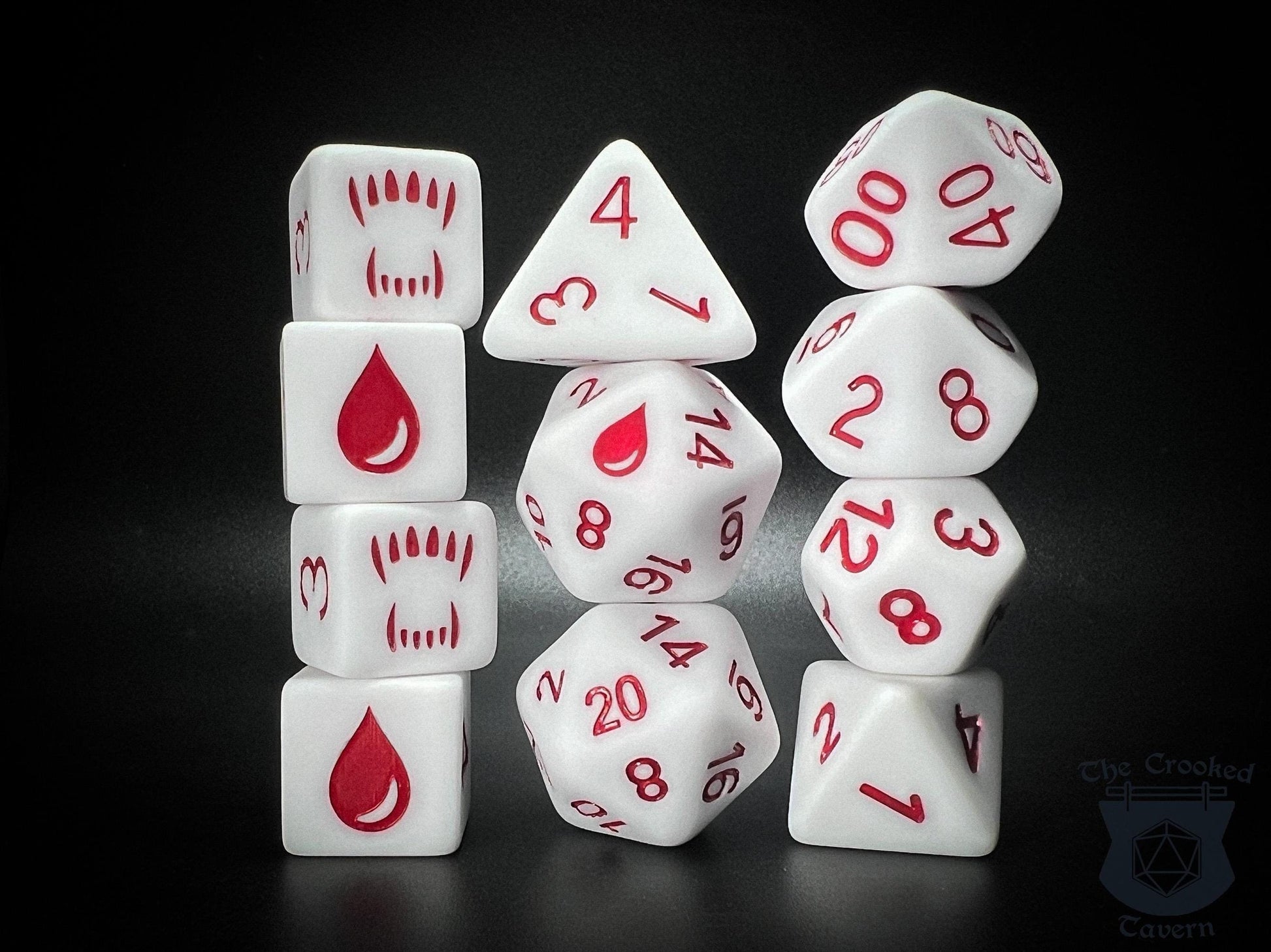 The Crooked Tavern Dice Sets Vampire 11 Piece RPG Dice Set | Exclusive Vampire-Themed Dungeons & Dragons Dice | Matte Frosted Texture