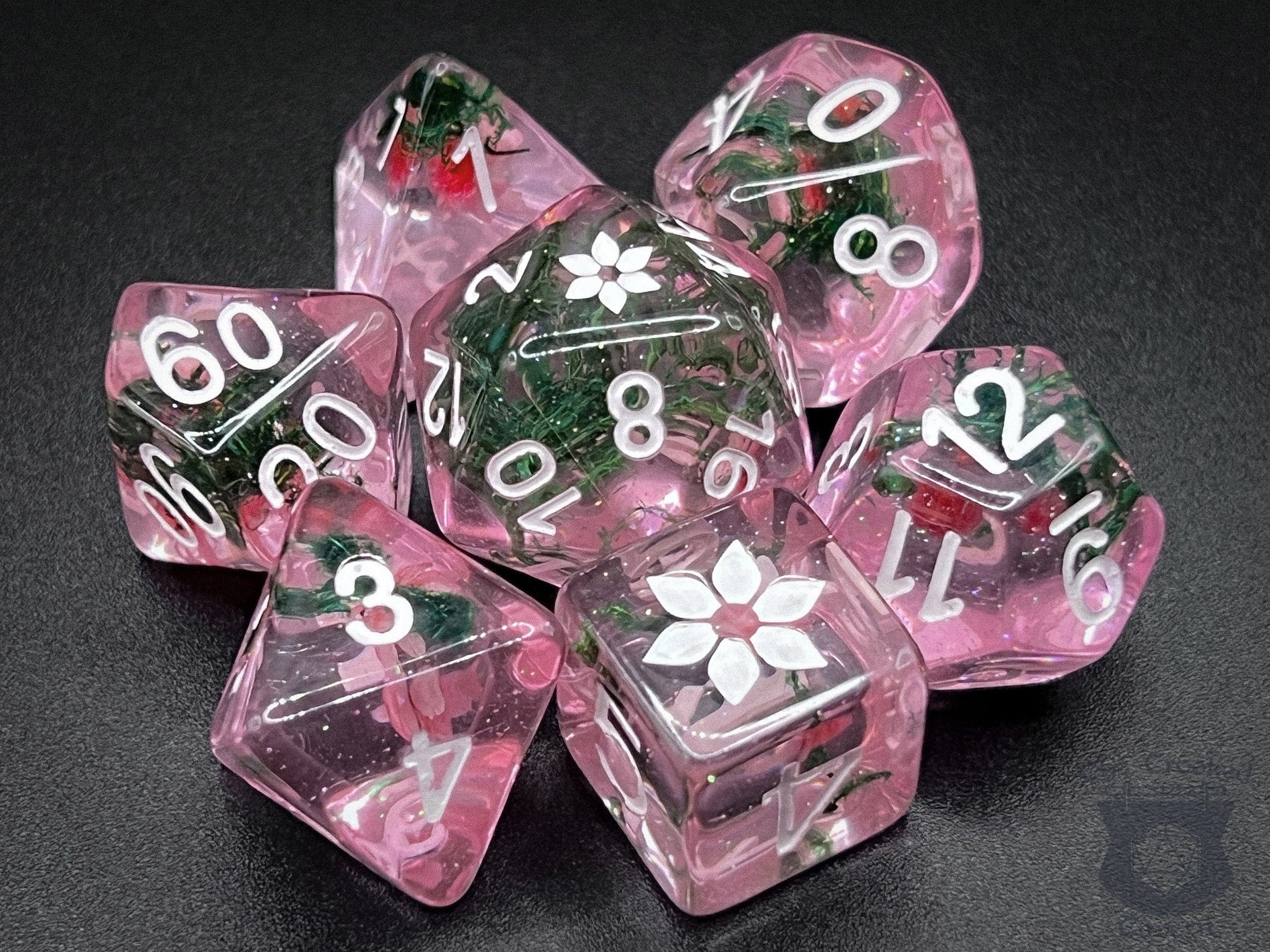 The Crooked Tavern English Garden RPG Dice Set | Exclusive Set | Real Flowers, Unique Engraving!