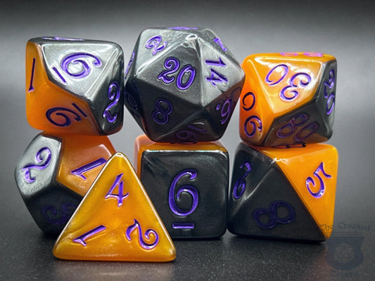 The Crooked Tavern Fright Night RPG Dice Set | Two-Toned Halloween Themed Dice Set